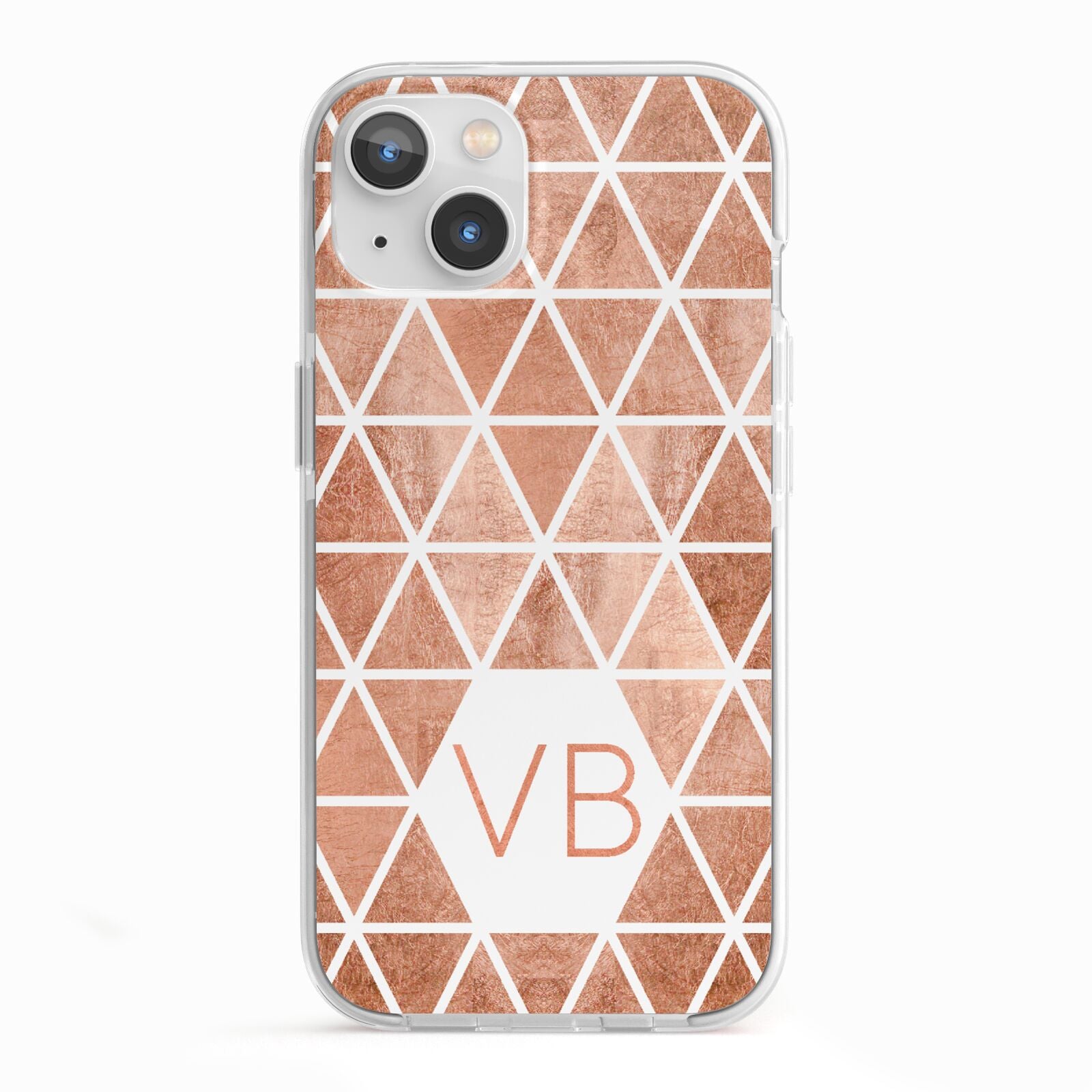 Personalised Copper Initials iPhone 13 TPU Impact Case with White Edges