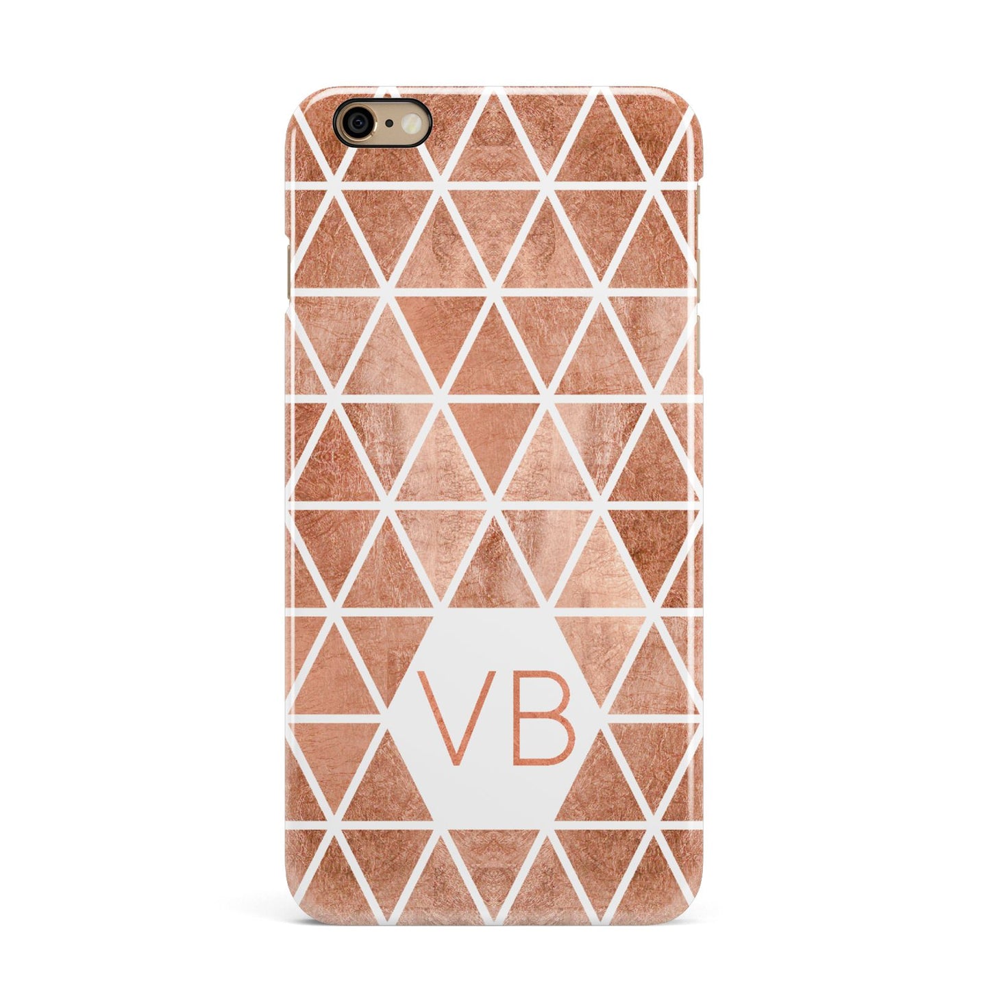 Personalised Copper Initials iPhone 6 Plus 3D Snap Case on Gold Phone