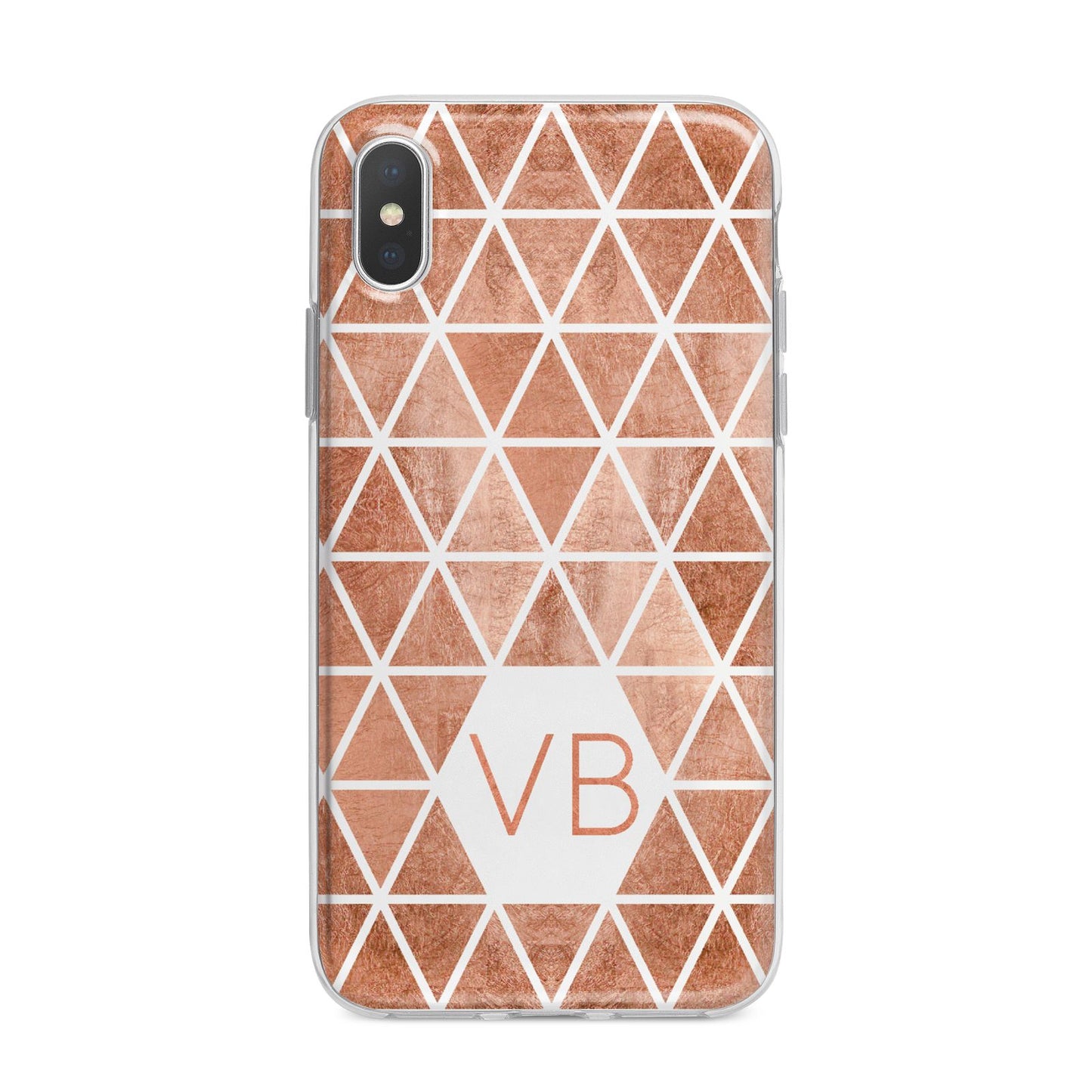 Personalised Copper Initials iPhone X Bumper Case on Silver iPhone Alternative Image 1