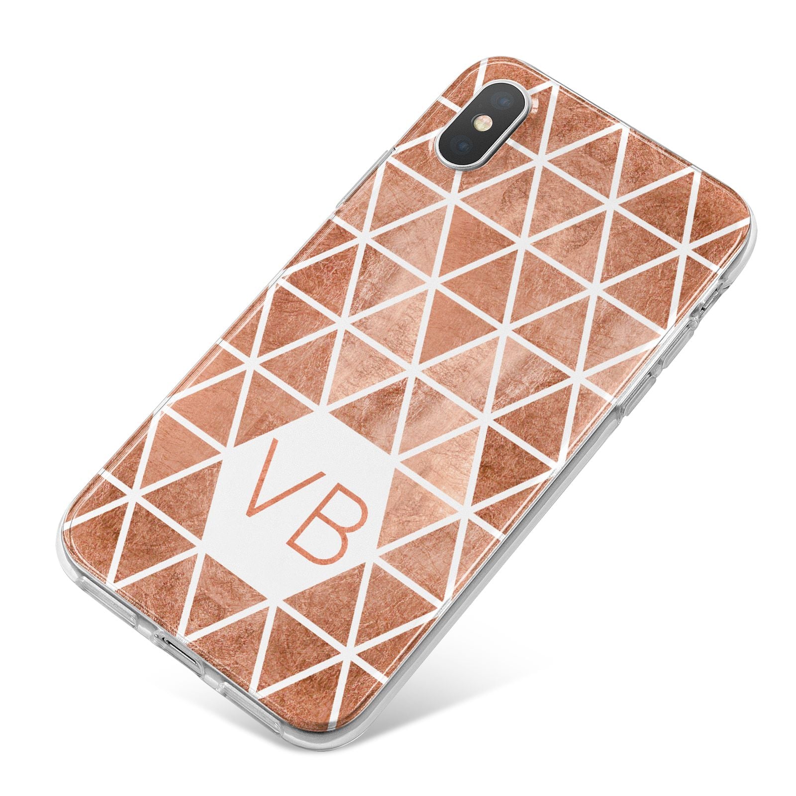 Personalised Copper Initials iPhone X Bumper Case on Silver iPhone