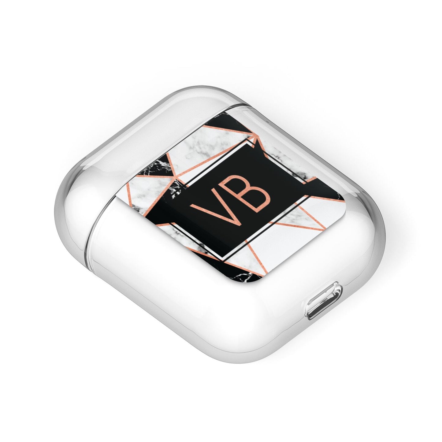 Personalised Copper Marble Initials AirPods Case Laid Flat