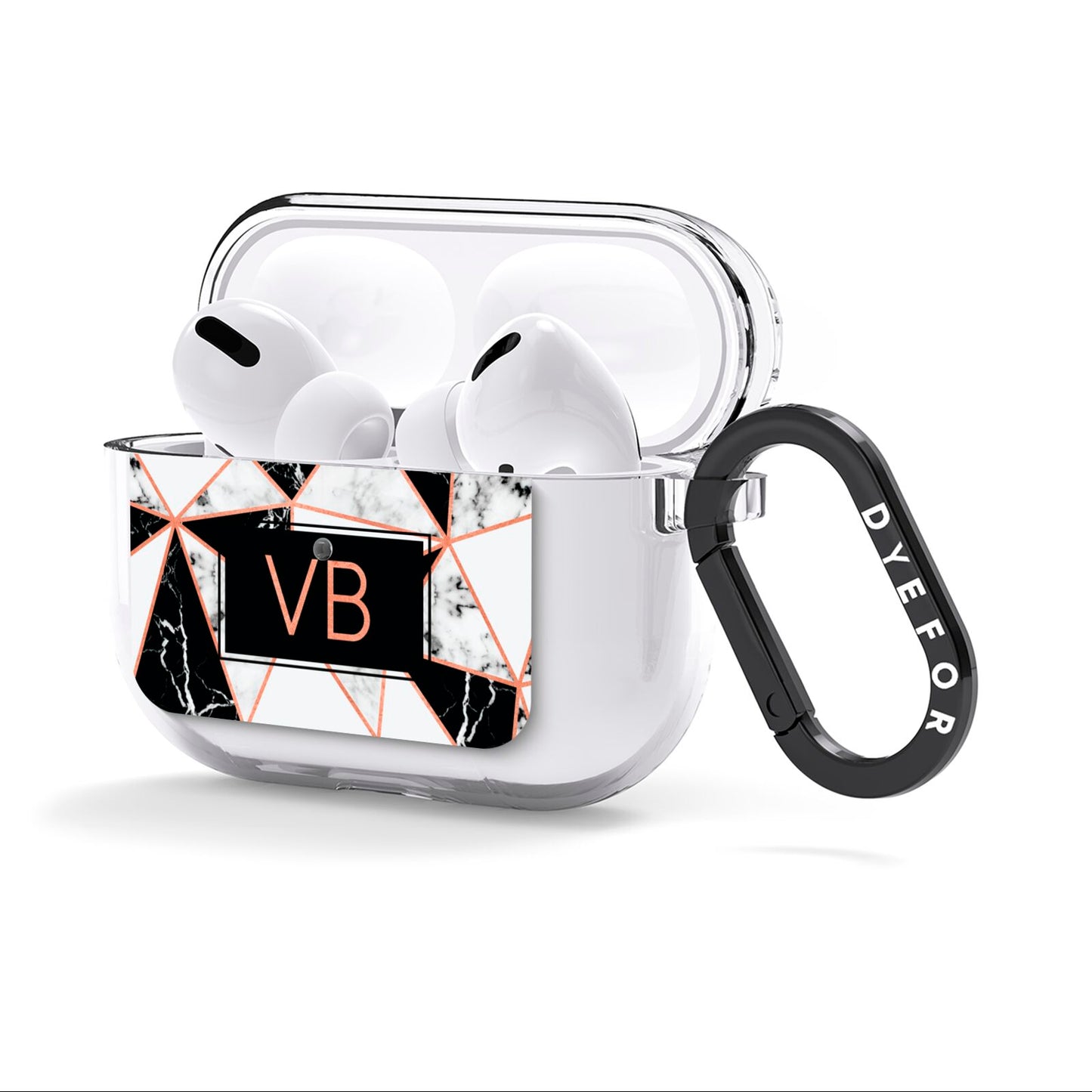 Personalised Copper Marble Initials AirPods Clear Case 3rd Gen Side Image