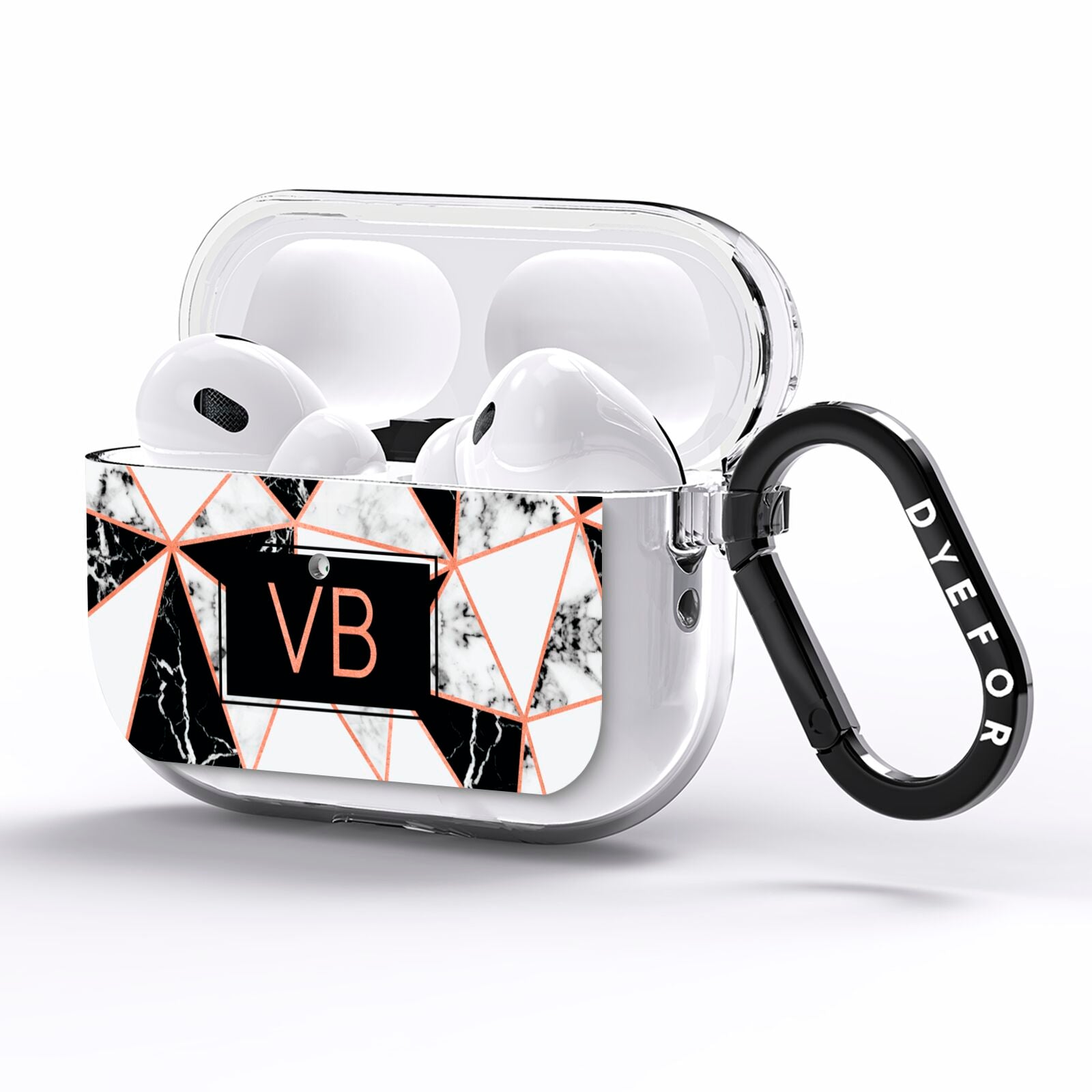 Personalised Copper Marble Initials AirPods Pro Clear Case Side Image
