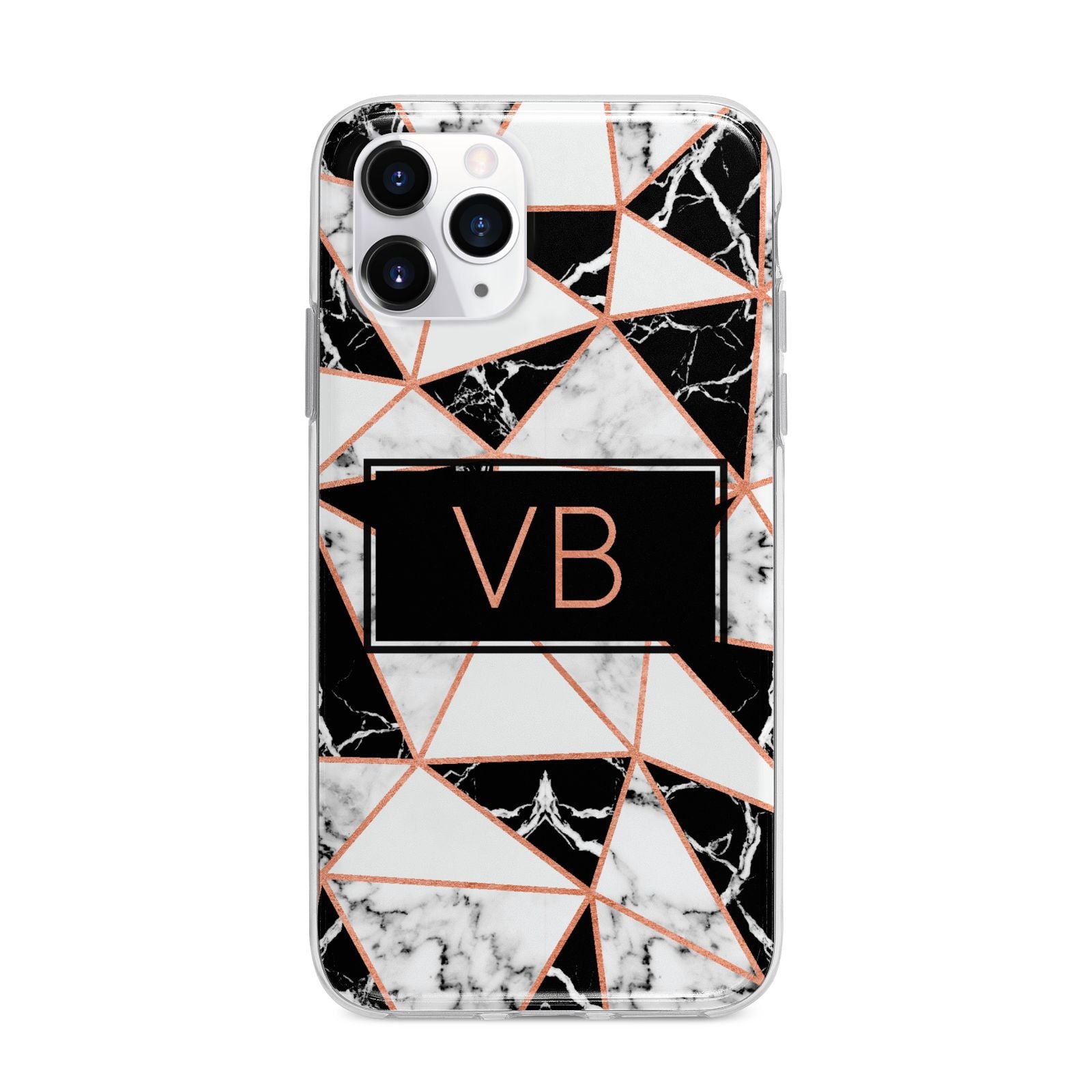 Personalised Copper Marble Initials Apple iPhone 11 Pro in Silver with Bumper Case
