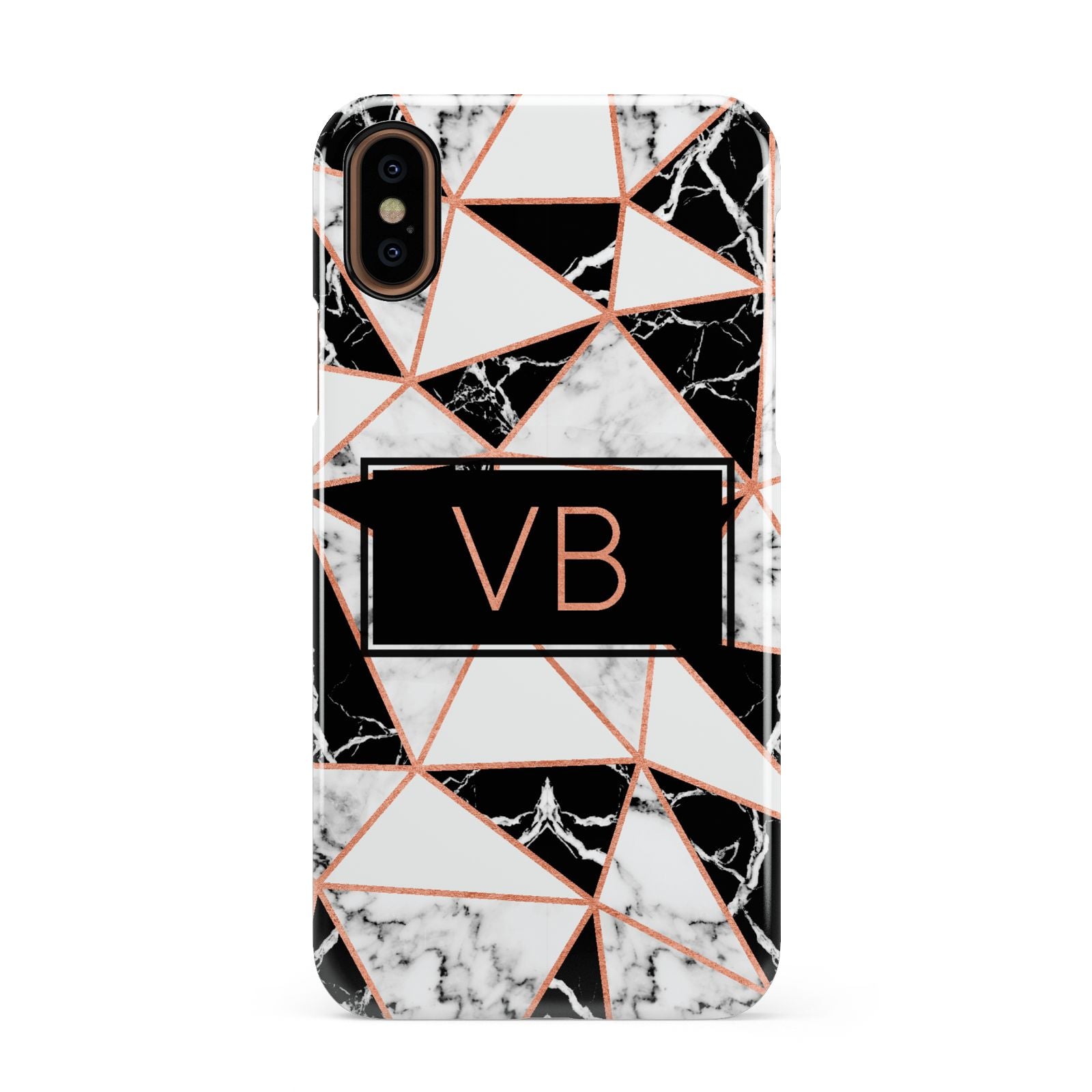 Personalised Copper Marble Initials Apple iPhone XS 3D Snap Case