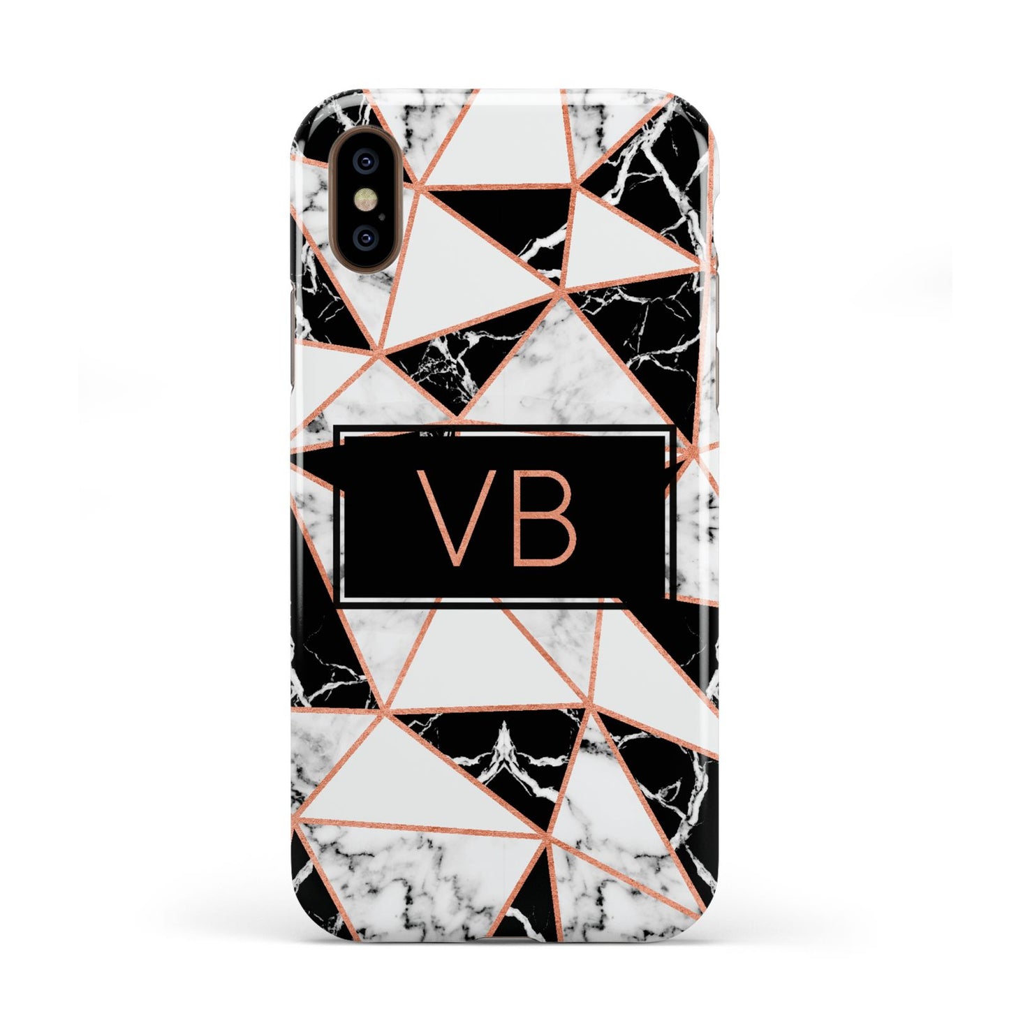 Personalised Copper Marble Initials Apple iPhone XS 3D Tough
