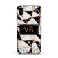 Personalised Copper Marble Initials Apple iPhone Xs Impact Case Black Edge on Silver Phone