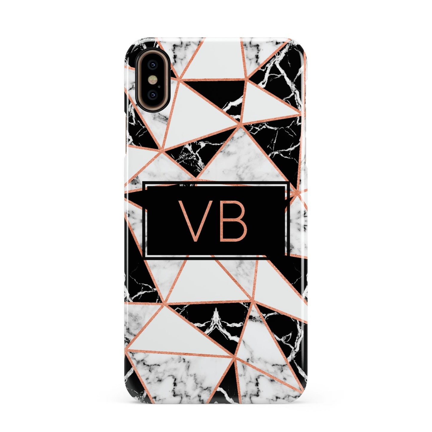 Personalised Copper Marble Initials Apple iPhone Xs Max 3D Snap Case