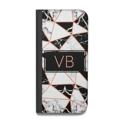 Personalised Copper Marble Initials Vegan Leather Flip iPhone Case