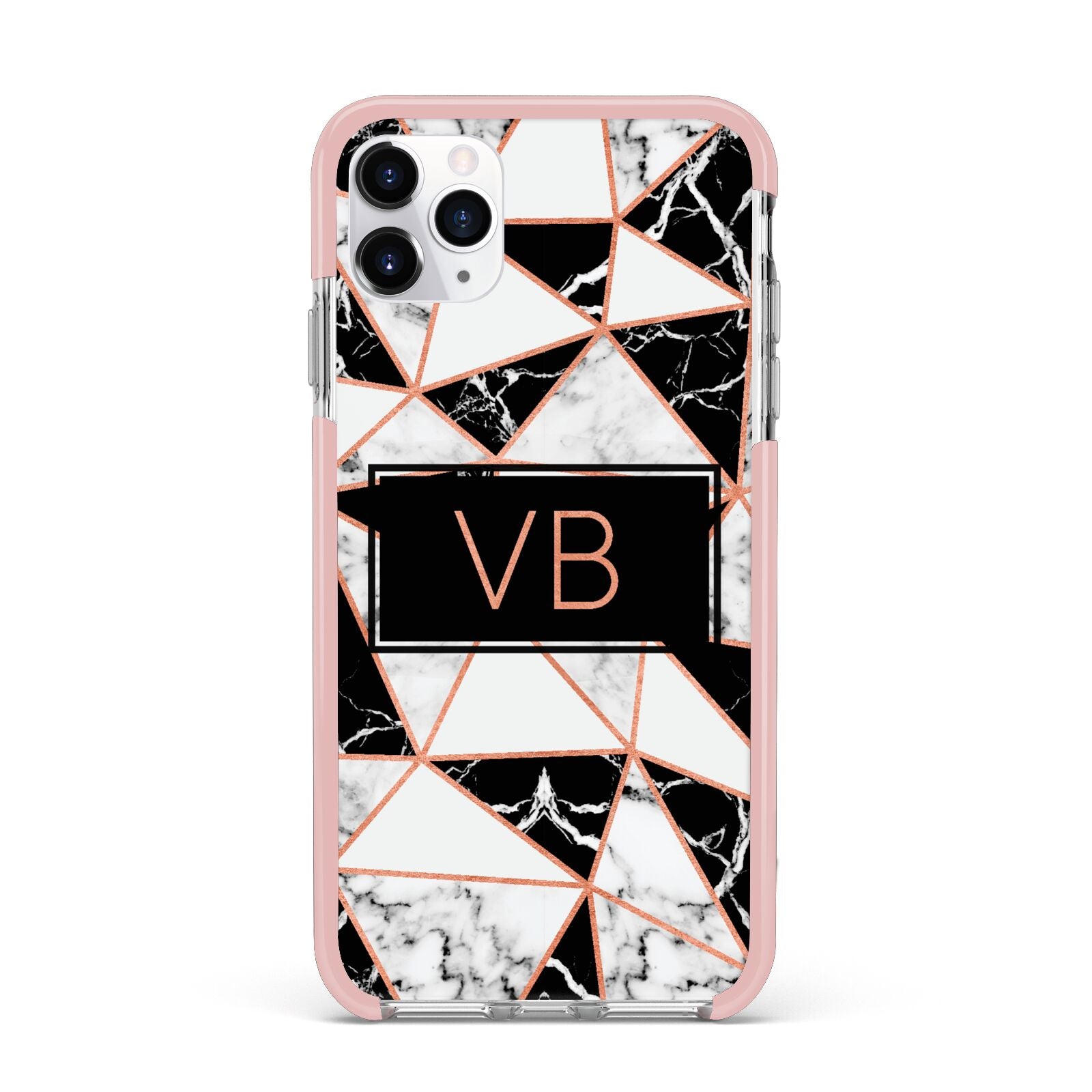 Personalised Copper Marble Initials iPhone 11 Pro Max Impact Pink Edge Case