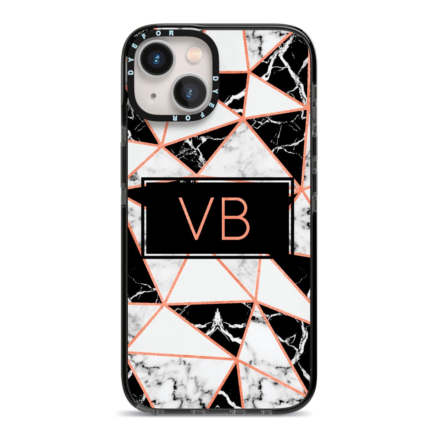 Personalised Copper Marble Initials iPhone 13 Black Impact Case on Silver phone
