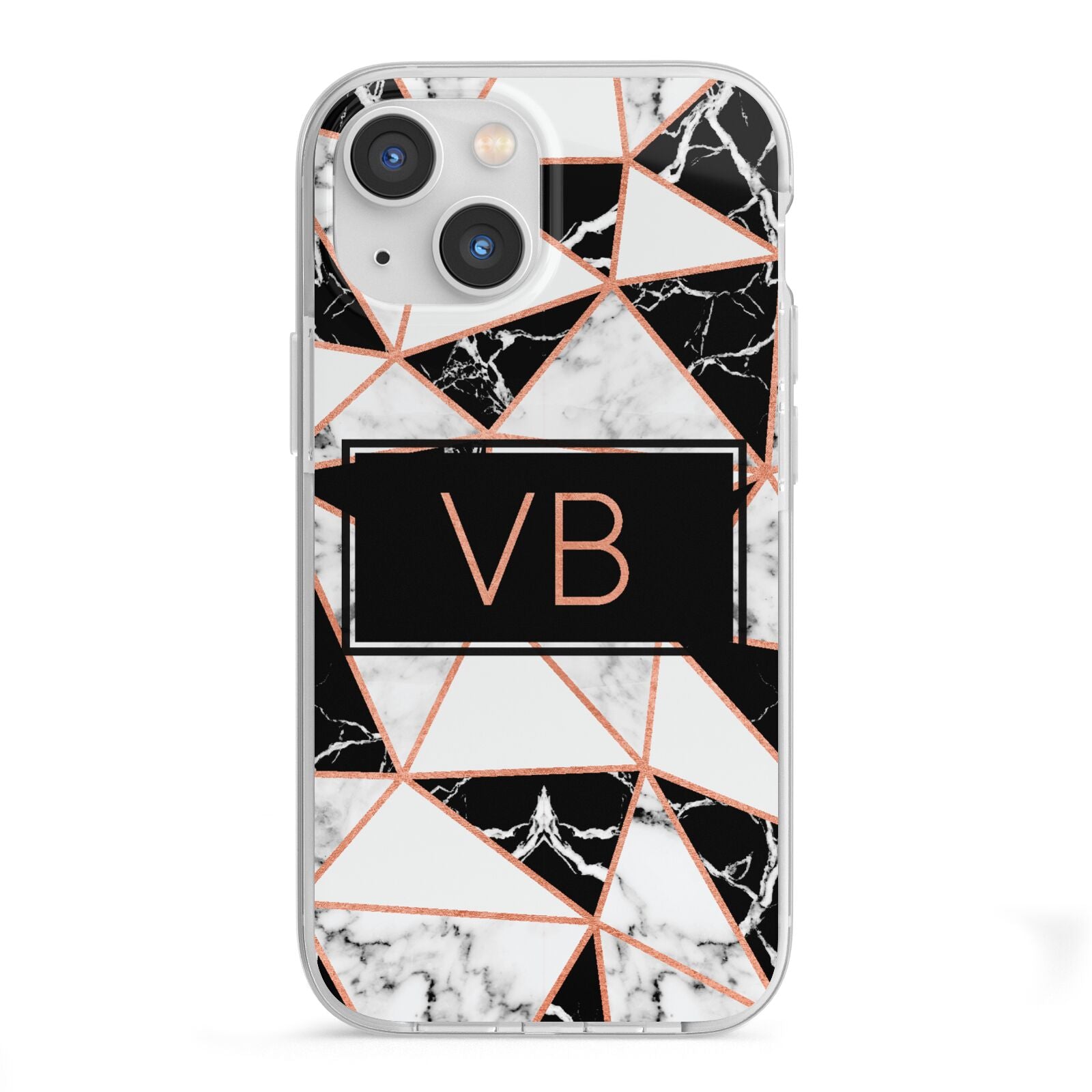 Personalised Copper Marble Initials iPhone 13 Mini TPU Impact Case with White Edges