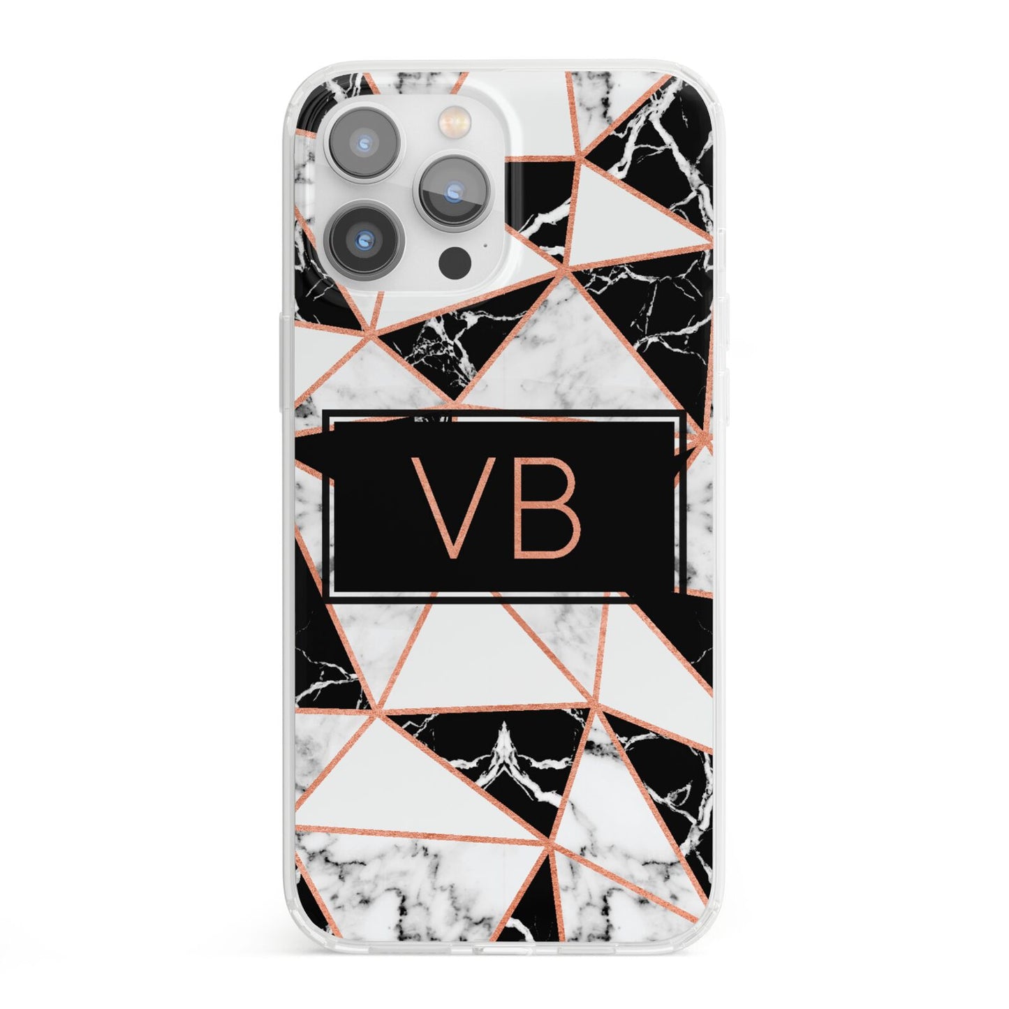 Personalised Copper Marble Initials iPhone 13 Pro Max Clear Bumper Case