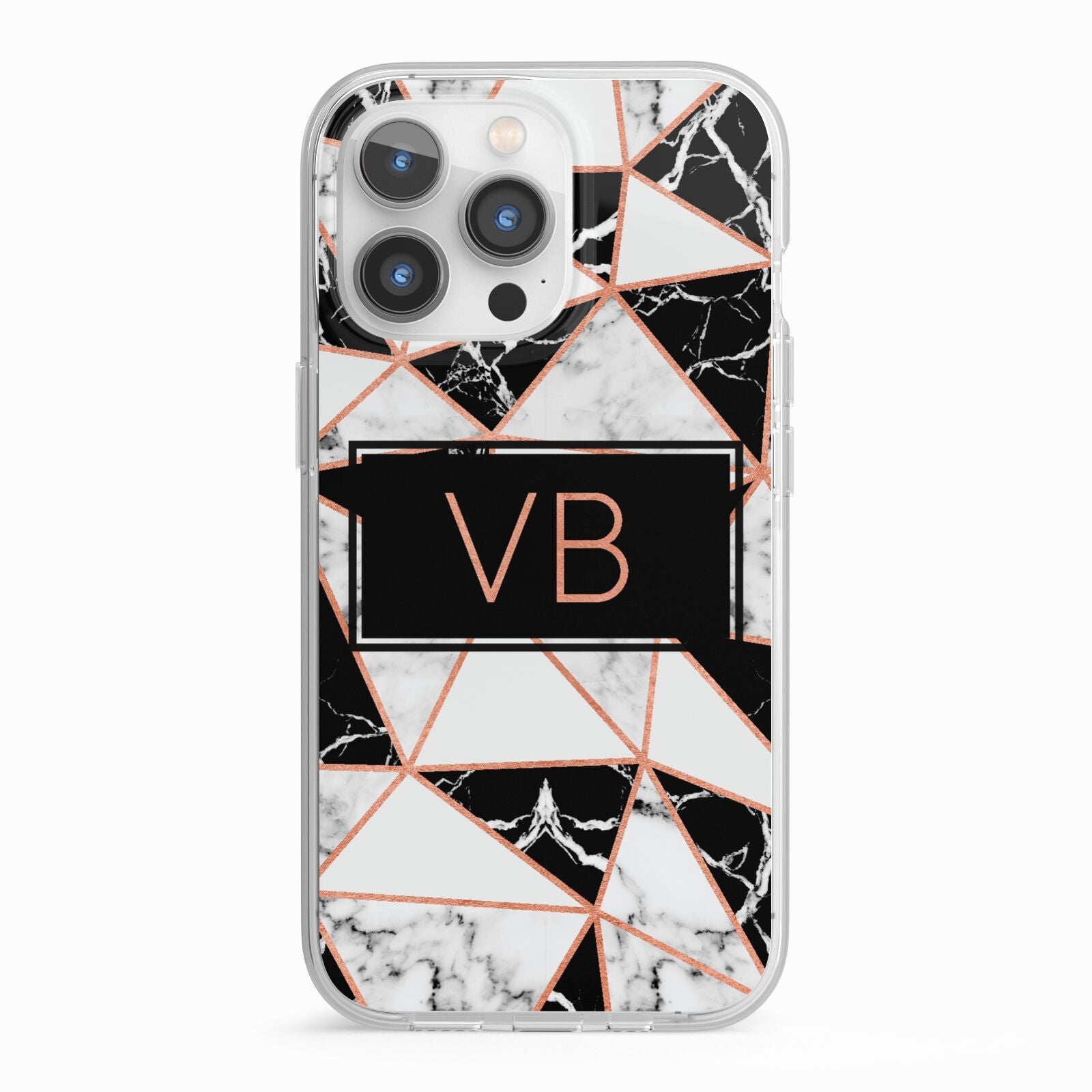 Personalised Copper Marble Initials iPhone 13 Pro TPU Impact Case with White Edges