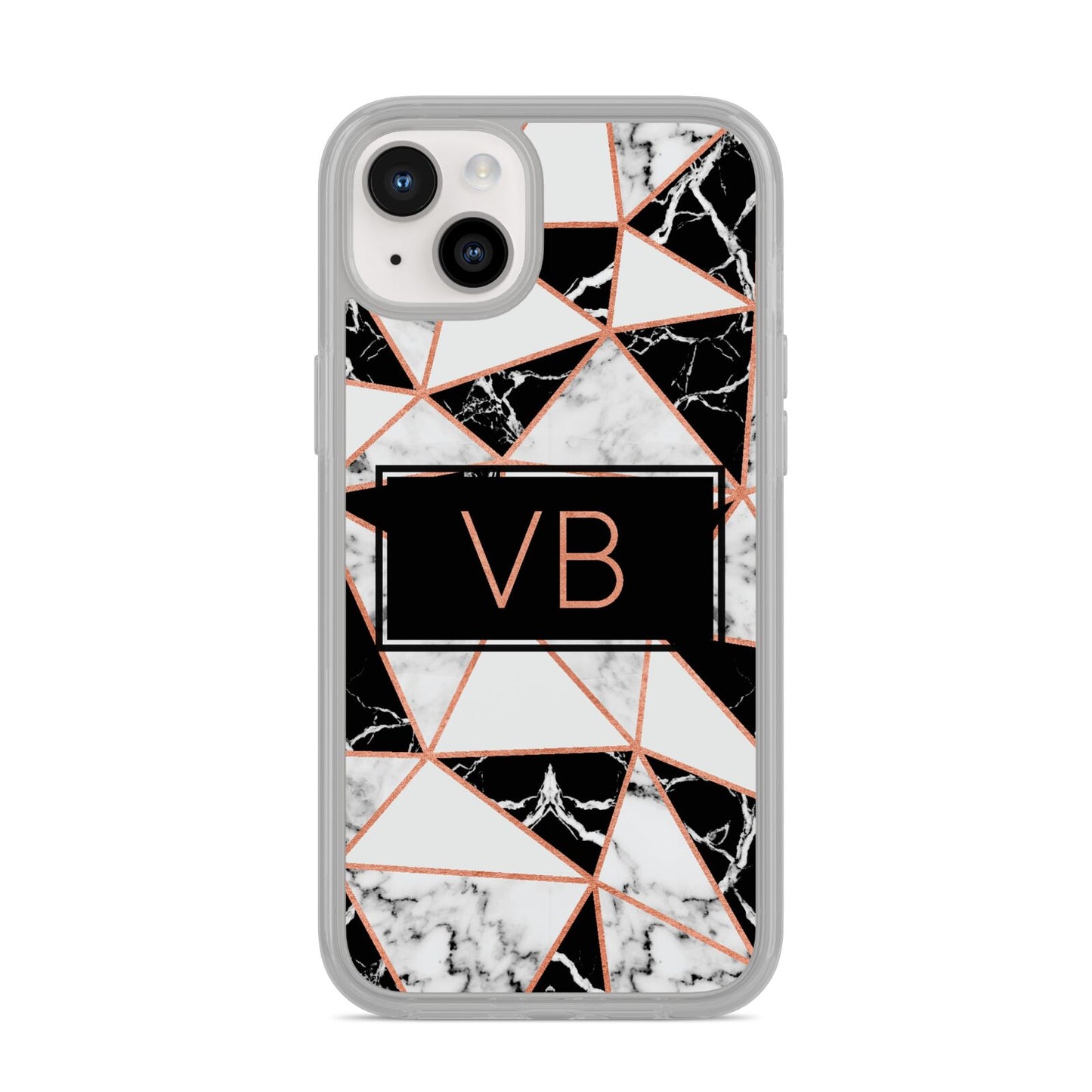 Personalised Copper Marble Initials iPhone 14 Plus Clear Tough Case Starlight