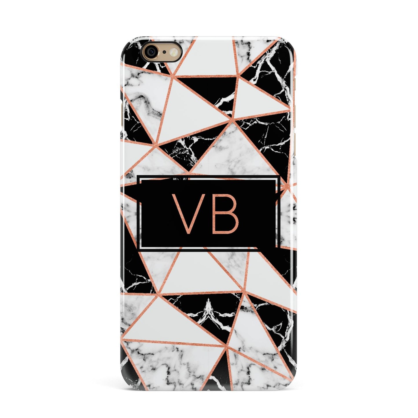 Personalised Copper Marble Initials iPhone 6 Plus 3D Snap Case on Gold Phone