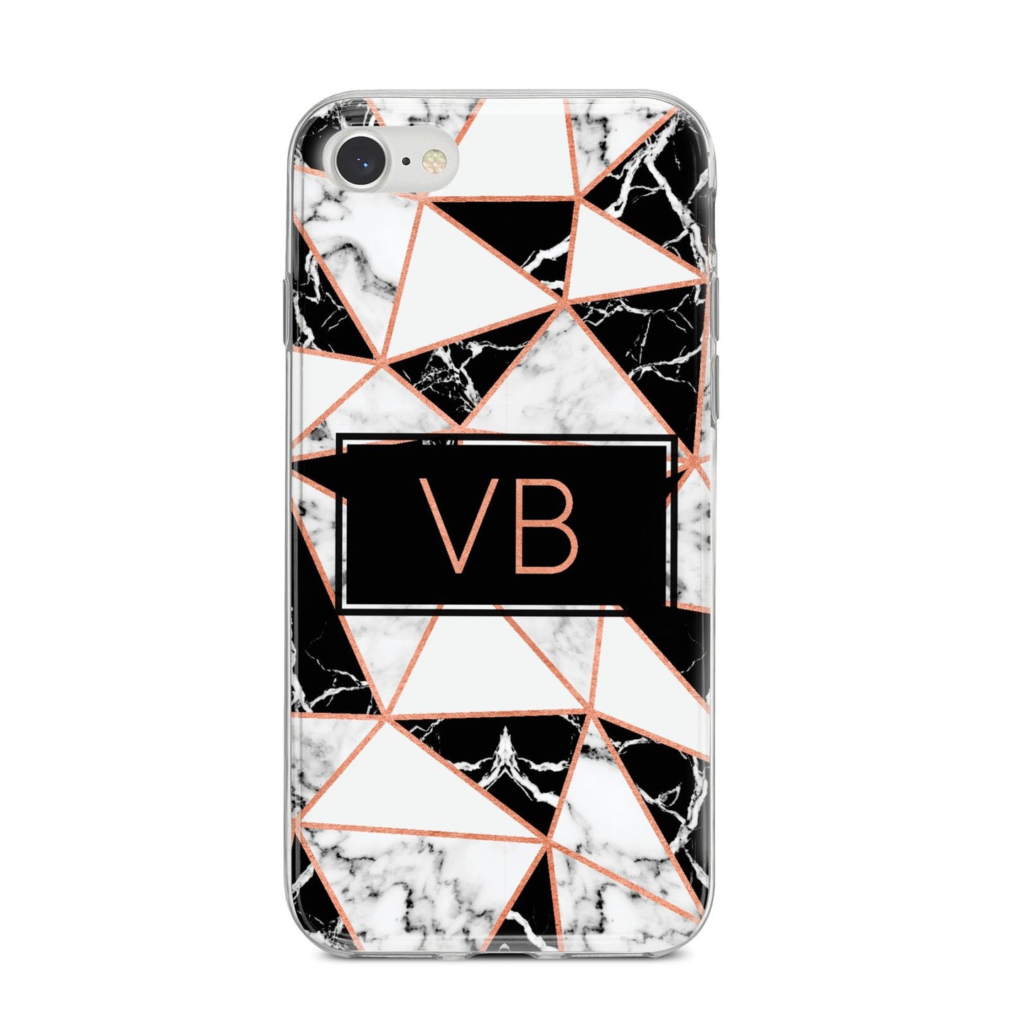 Personalised Copper Marble Initials iPhone 8 Bumper Case on Silver iPhone