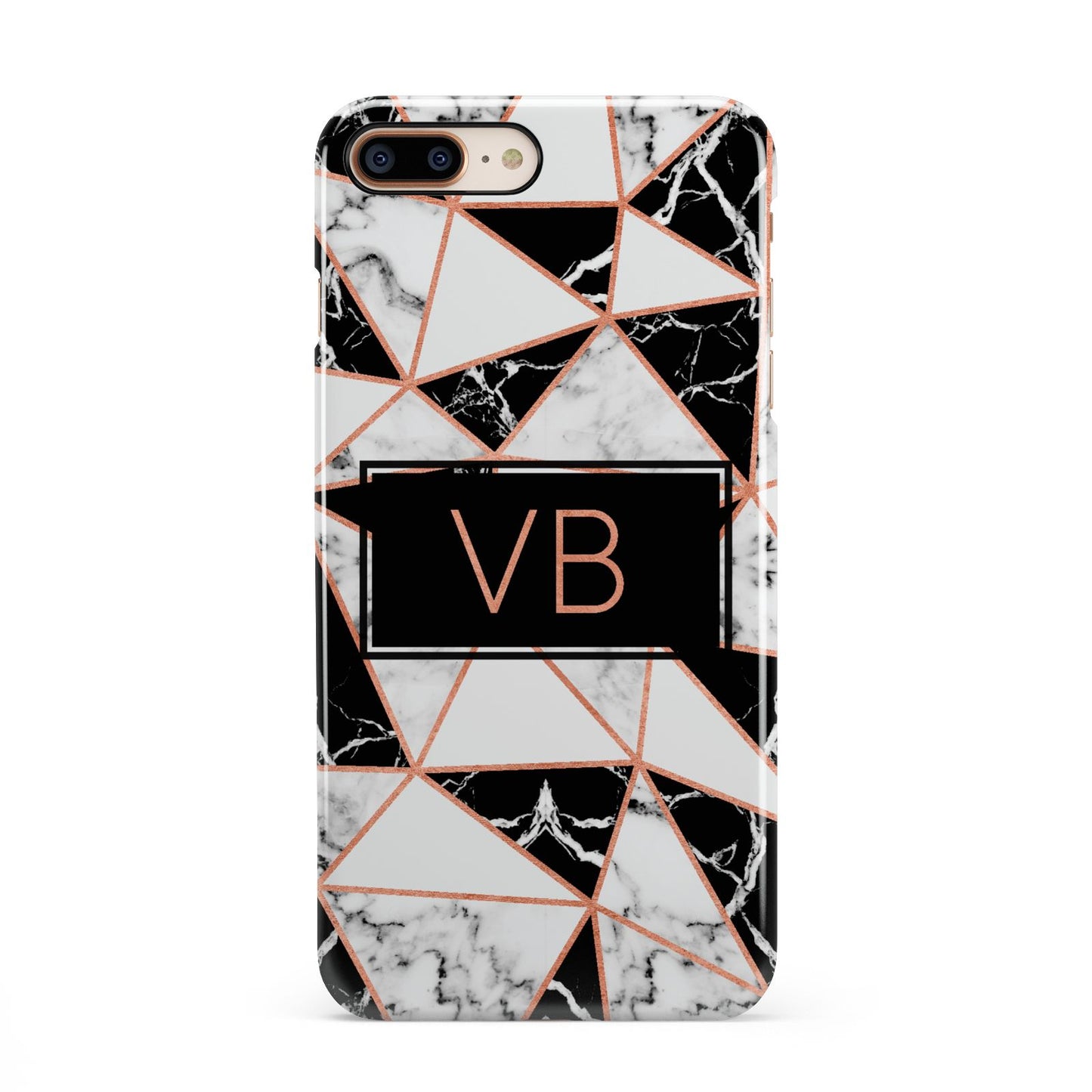 Personalised Copper Marble Initials iPhone 8 Plus 3D Snap Case on Gold Phone