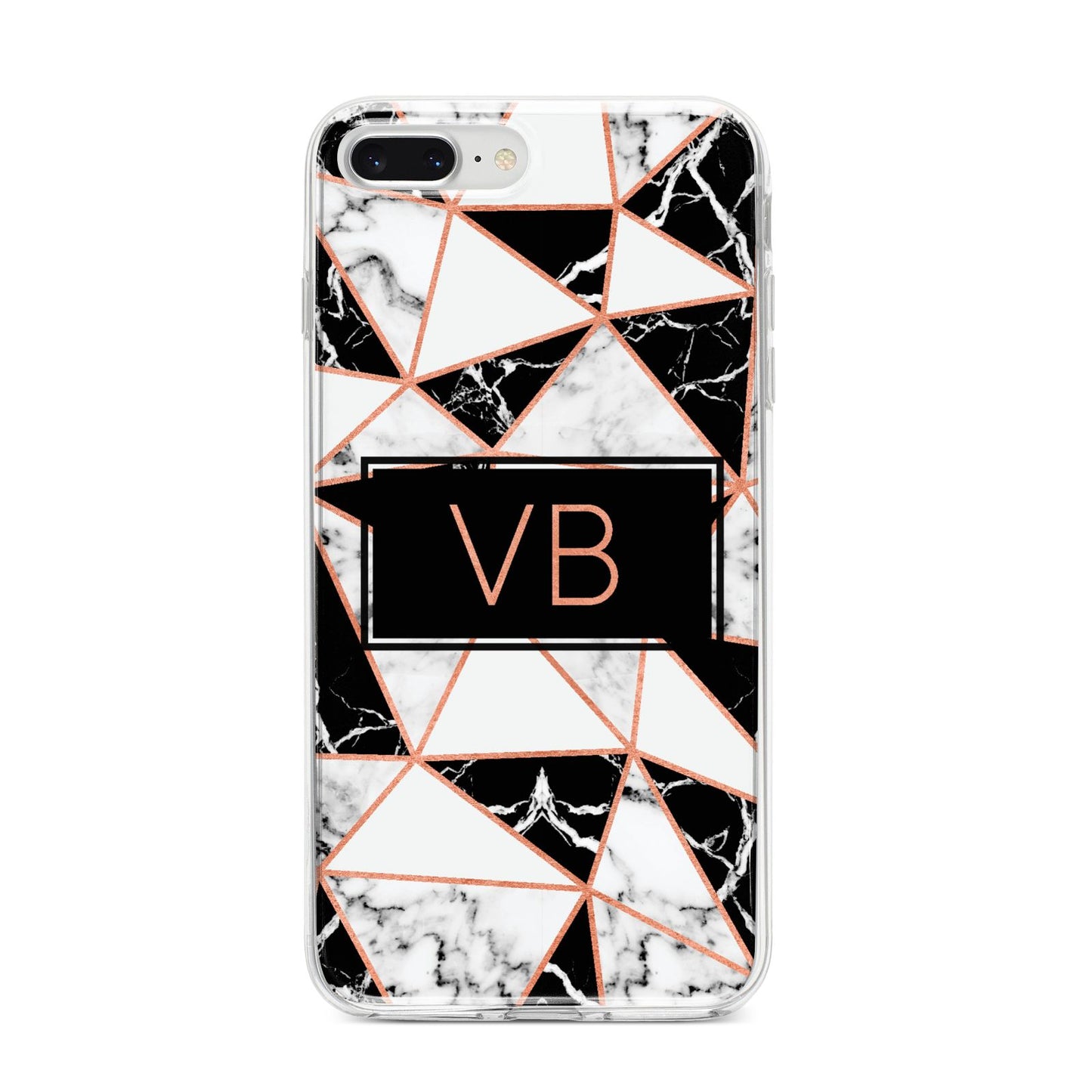 Personalised Copper Marble Initials iPhone 8 Plus Bumper Case on Silver iPhone
