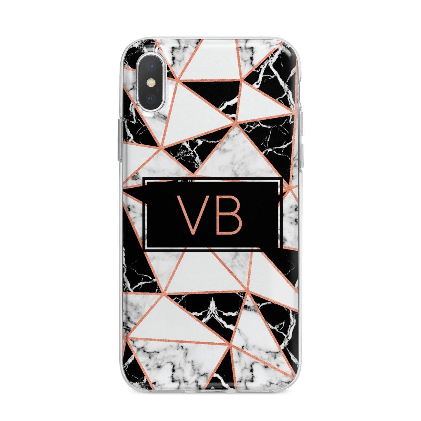 Personalised Copper Marble Initials iPhone X Bumper Case on Silver iPhone Alternative Image 1
