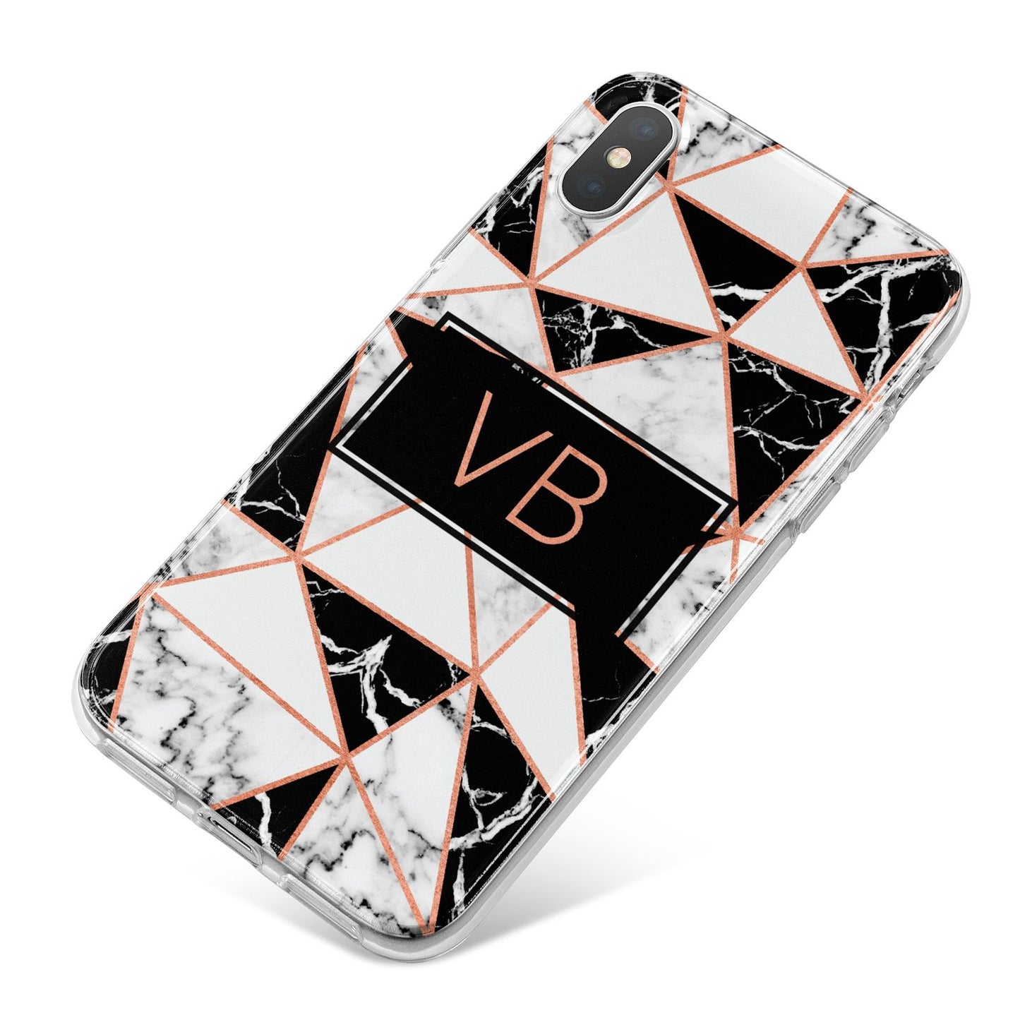 Personalised Copper Marble Initials iPhone X Bumper Case on Silver iPhone
