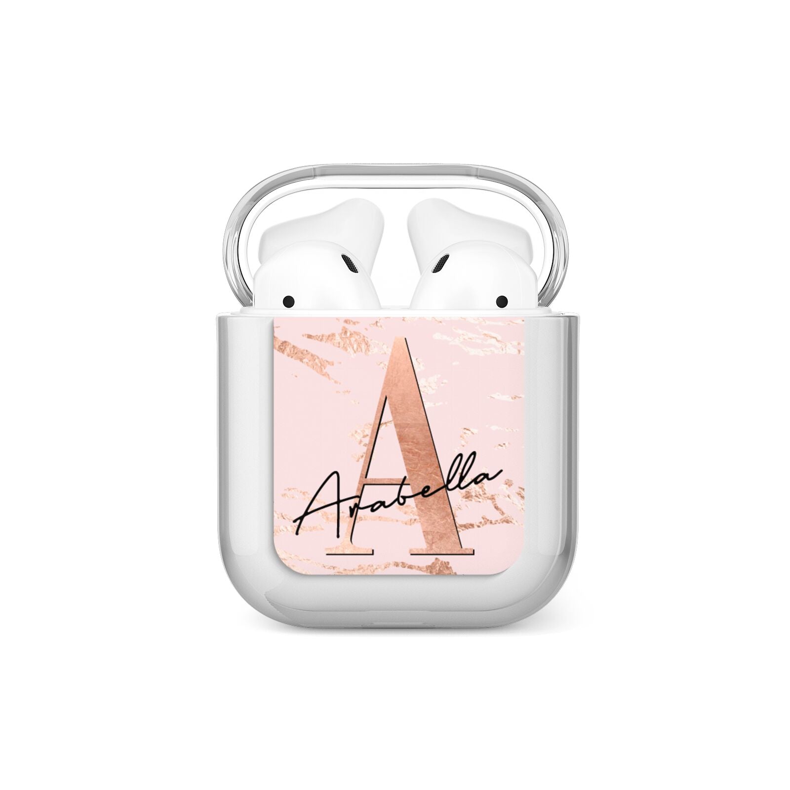 Personalised Copper Pink Marble AirPods Case