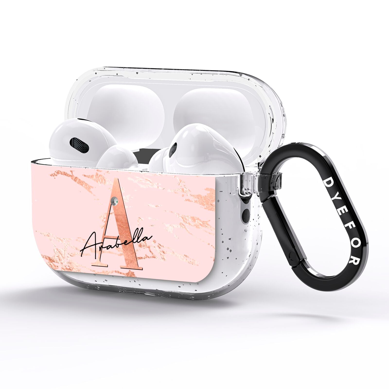 Personalised Copper Pink Marble AirPods Pro Glitter Case Side Image