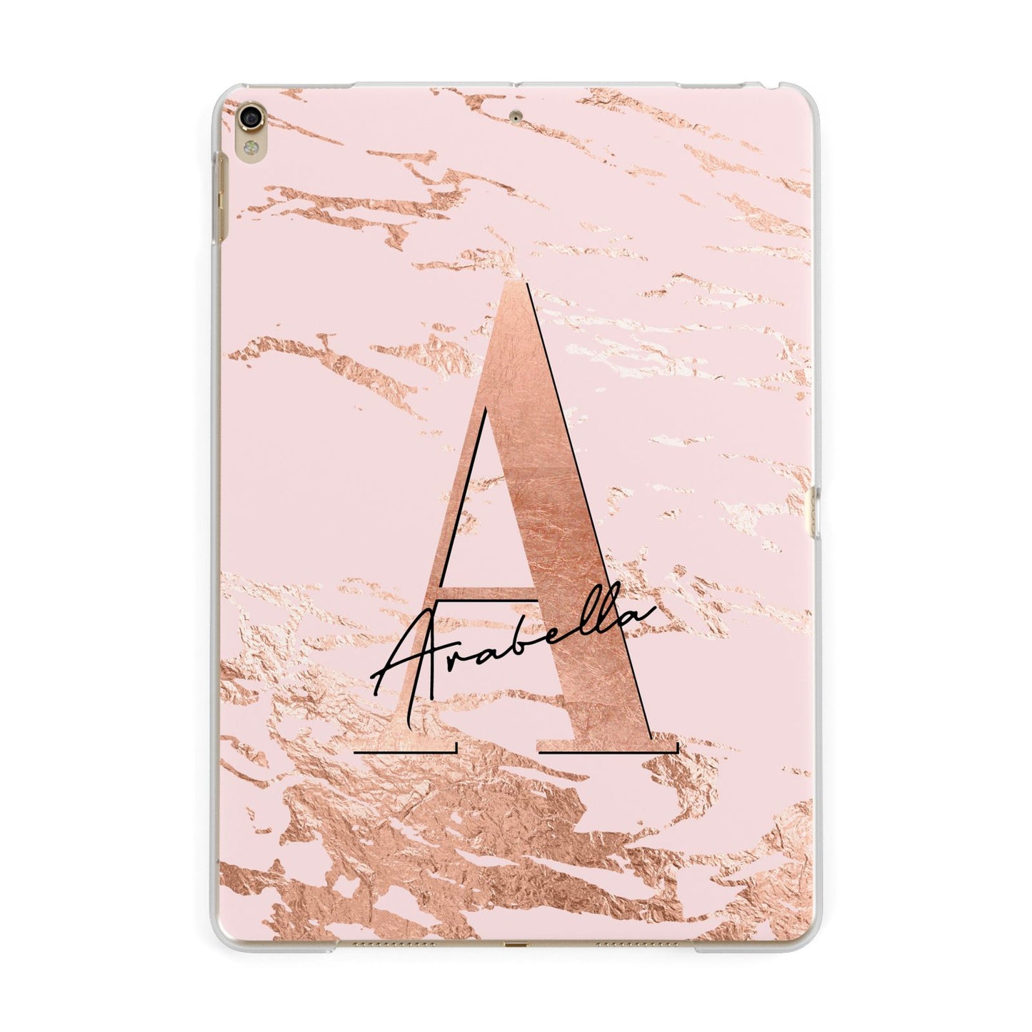 Personalised Copper Pink Marble Apple iPad Gold Case