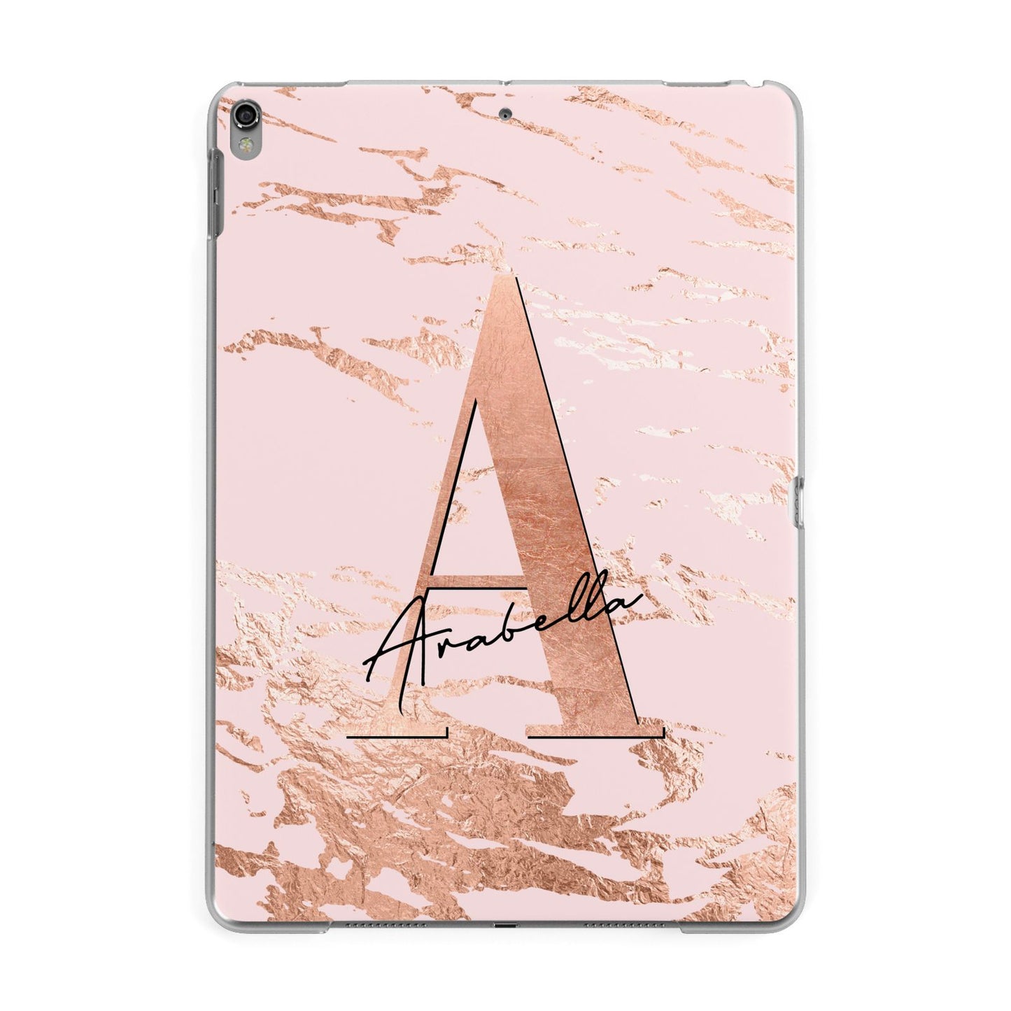 Personalised Copper Pink Marble Apple iPad Grey Case