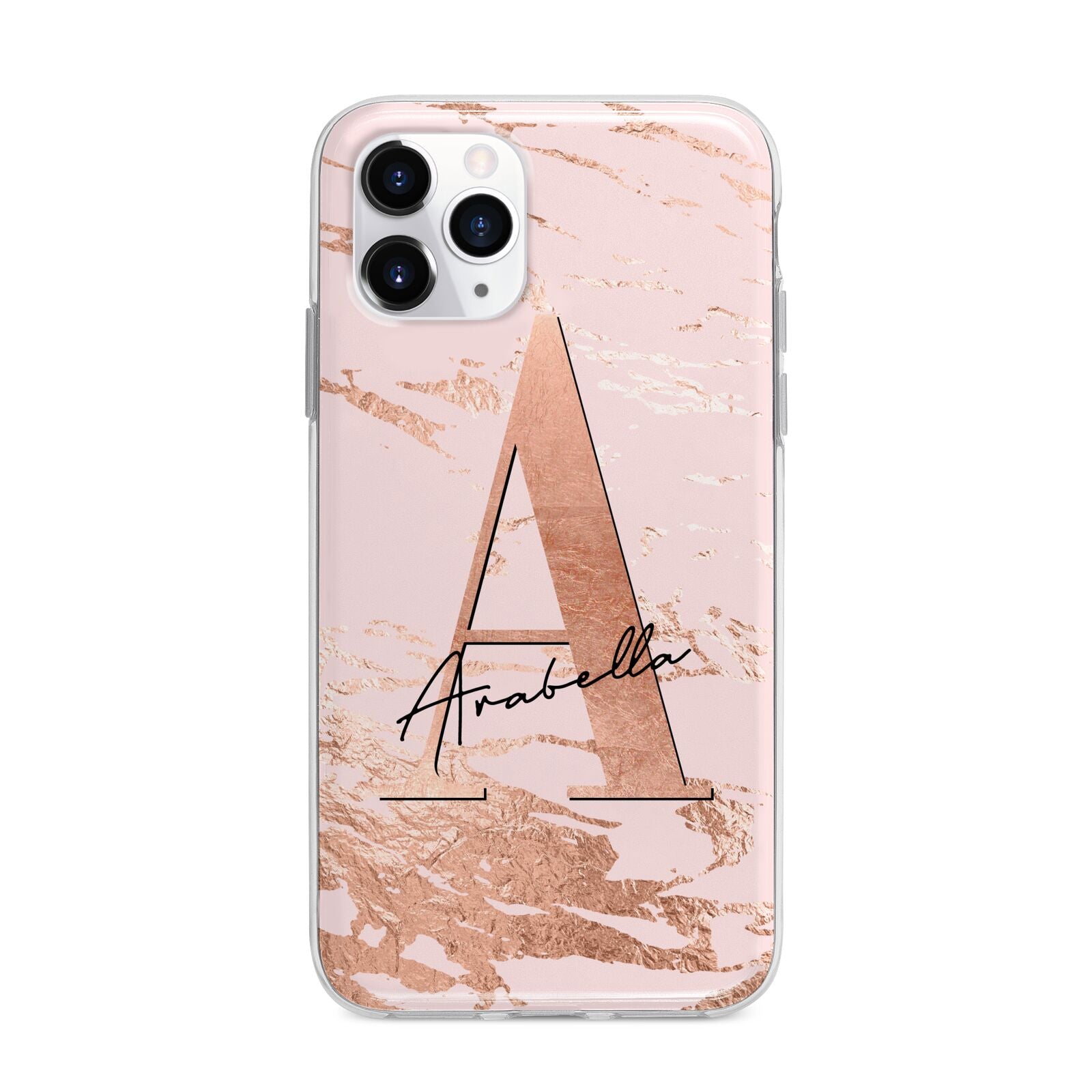 Personalised Copper Pink Marble Apple iPhone 11 Pro in Silver with Bumper Case