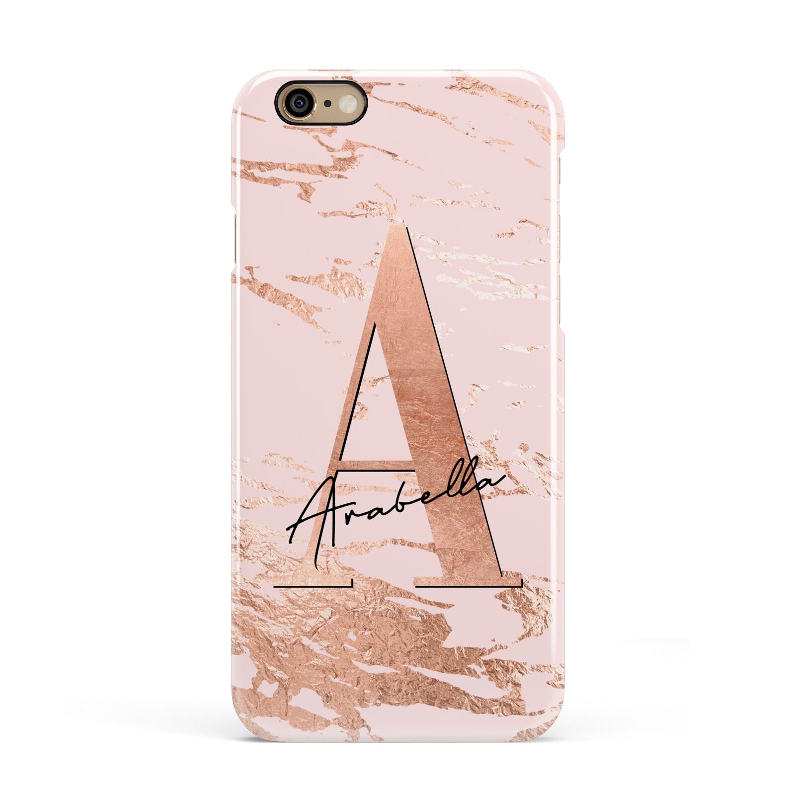 Personalised Copper Pink Marble Apple iPhone 6 3D Snap Case
