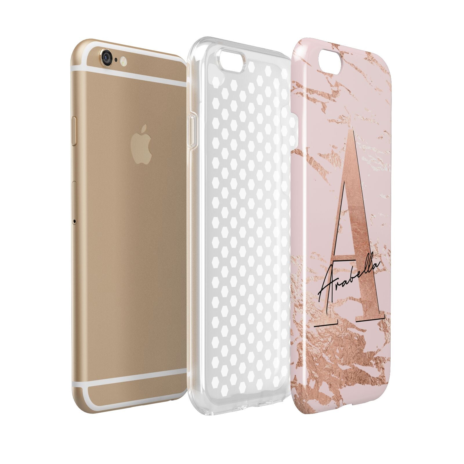 Personalised Copper Pink Marble Apple iPhone 6 3D Tough Case Expanded view