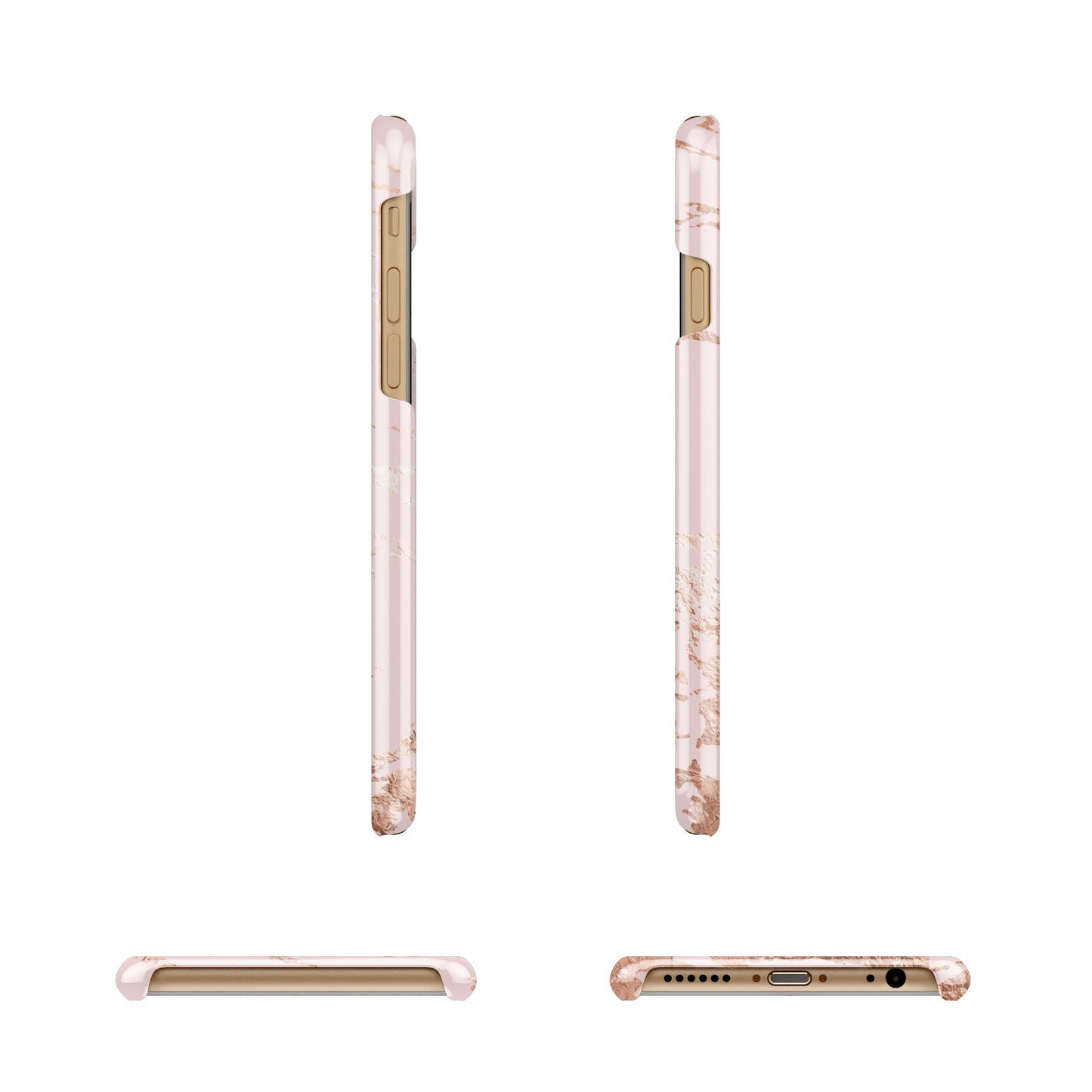 Personalised Copper Pink Marble Apple iPhone 6 3D Wrap Snap Case Angled Images
