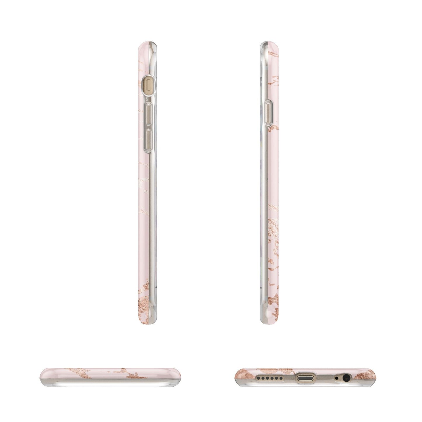 Personalised Copper Pink Marble Apple iPhone 6 3D Wrap Tough Case Alternative Image Angles