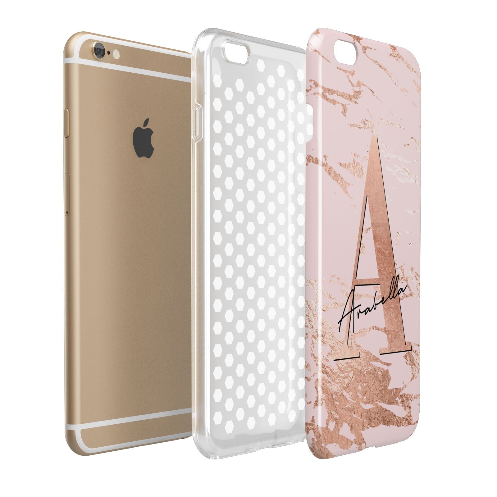 Personalised Copper Pink Marble Apple iPhone 6 Plus 3D Tough Case Expand Detail Image