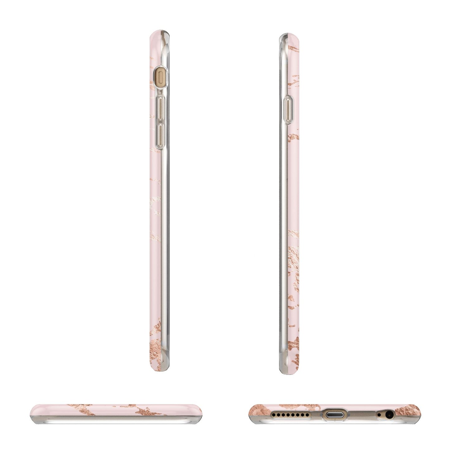 Personalised Copper Pink Marble Apple iPhone 6 Plus 3D Wrap Tough Case Alternative Image Angles