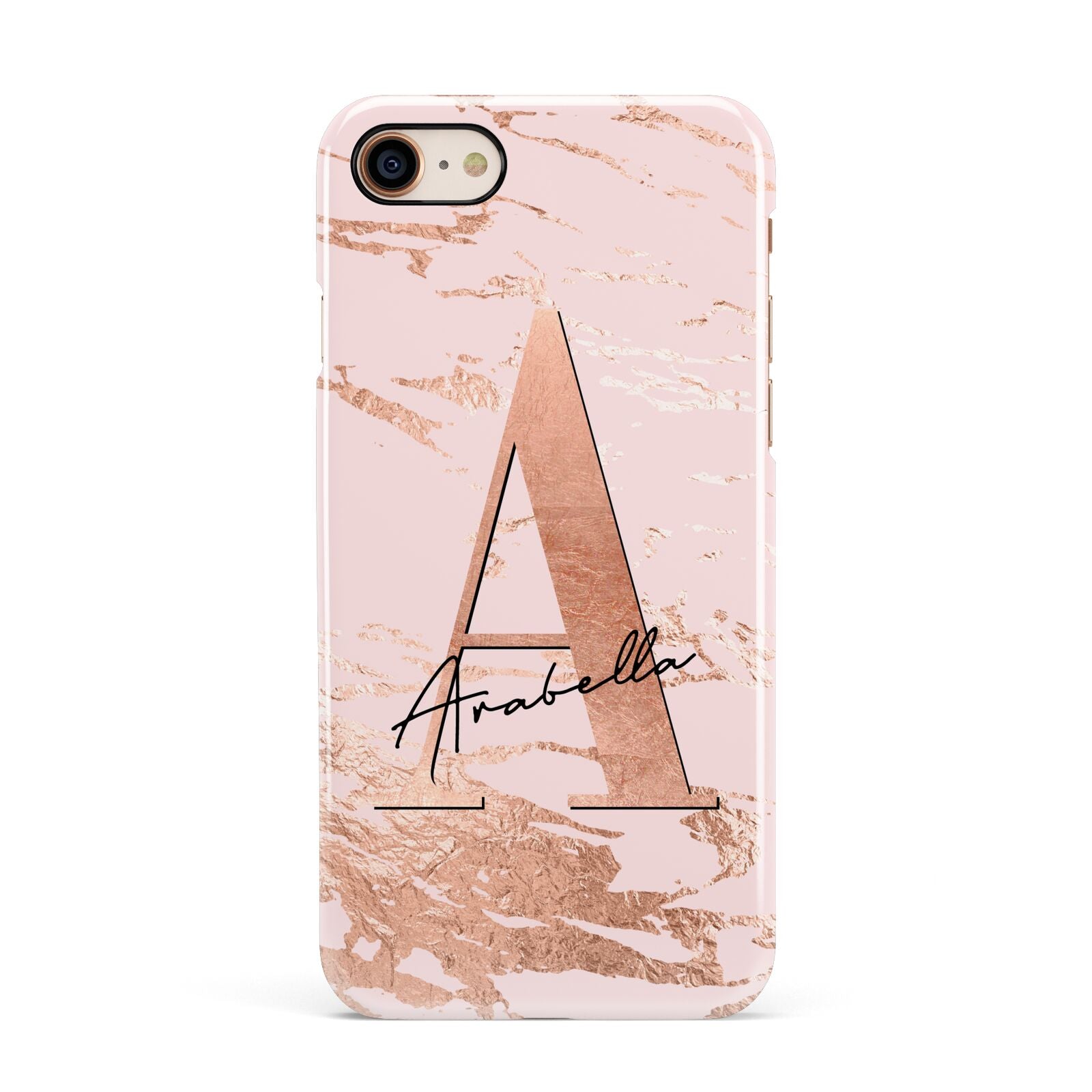 Personalised Copper Pink Marble Apple iPhone 7 8 3D Snap Case