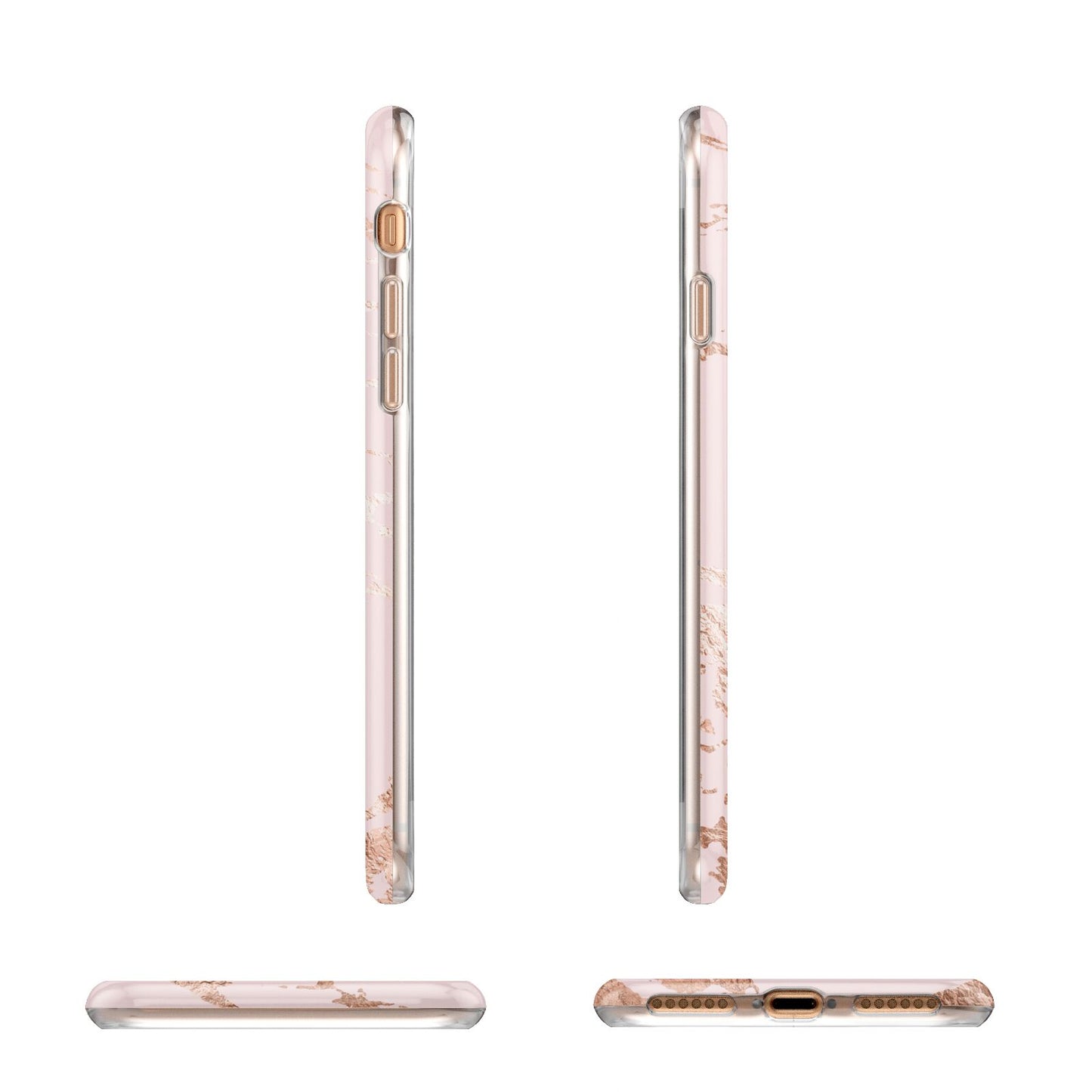 Personalised Copper Pink Marble Apple iPhone 7 8 3D Wrap Tough Case Alternative Image Angles