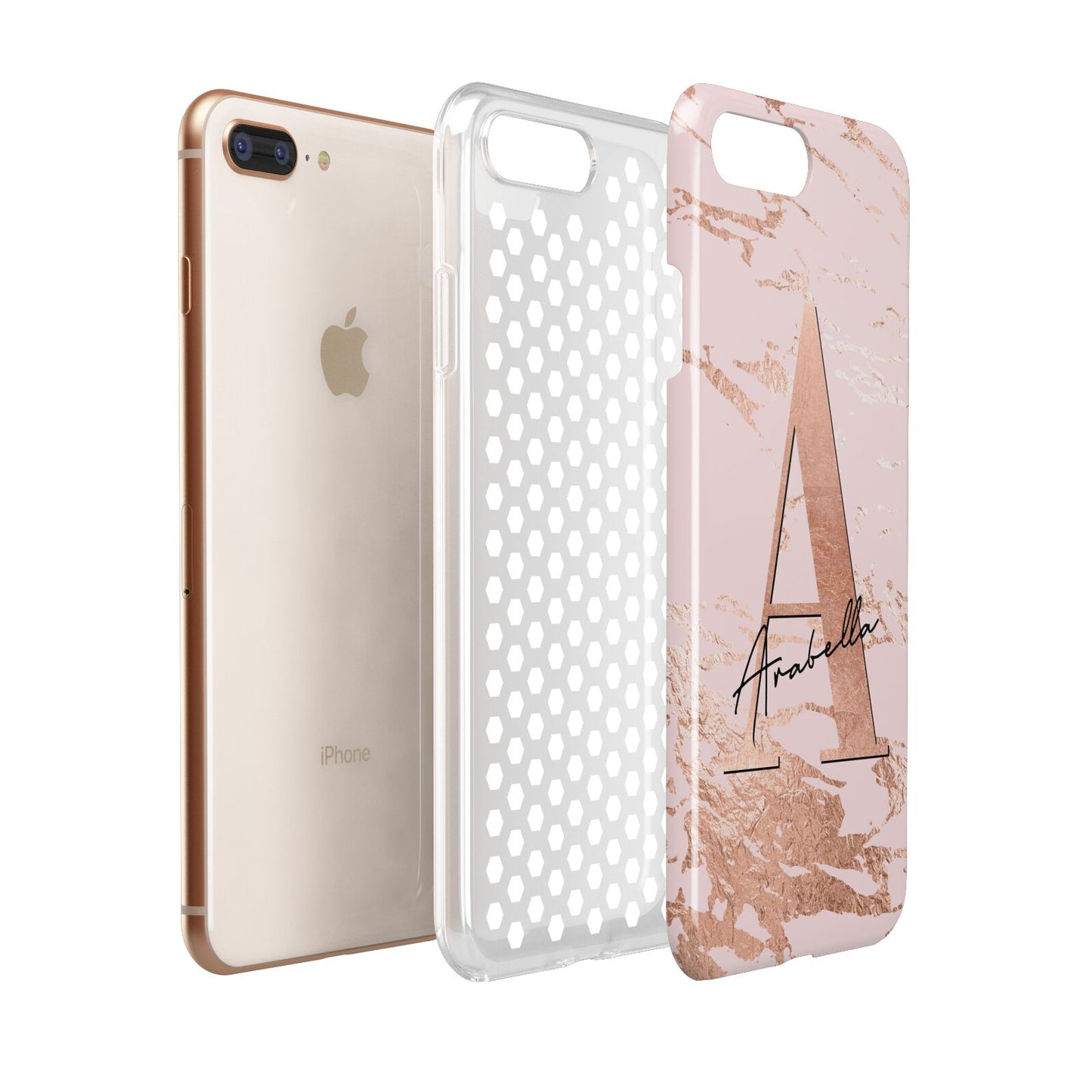 Personalised Copper Pink Marble Apple iPhone 7 8 Plus 3D Tough Case Expanded View