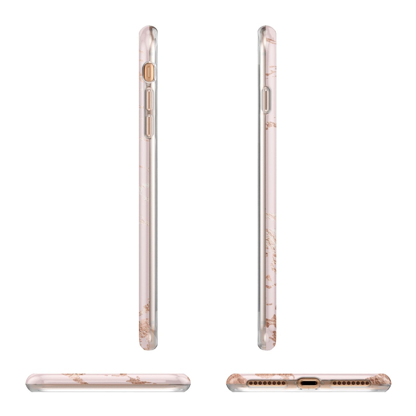 Personalised Copper Pink Marble Apple iPhone 7 8 Plus 3D Wrap Tough Case Alternative Image Angles