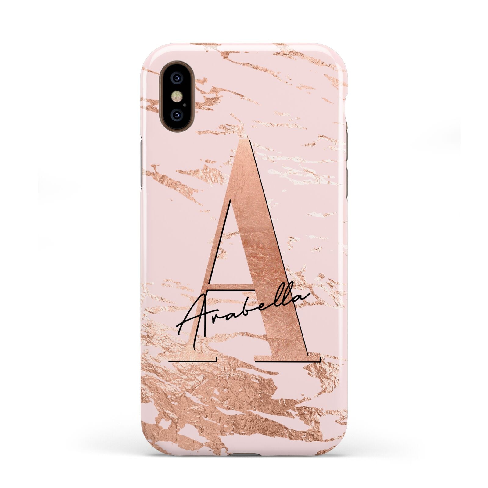 Personalised Copper Pink Marble Apple iPhone XS 3D Tough