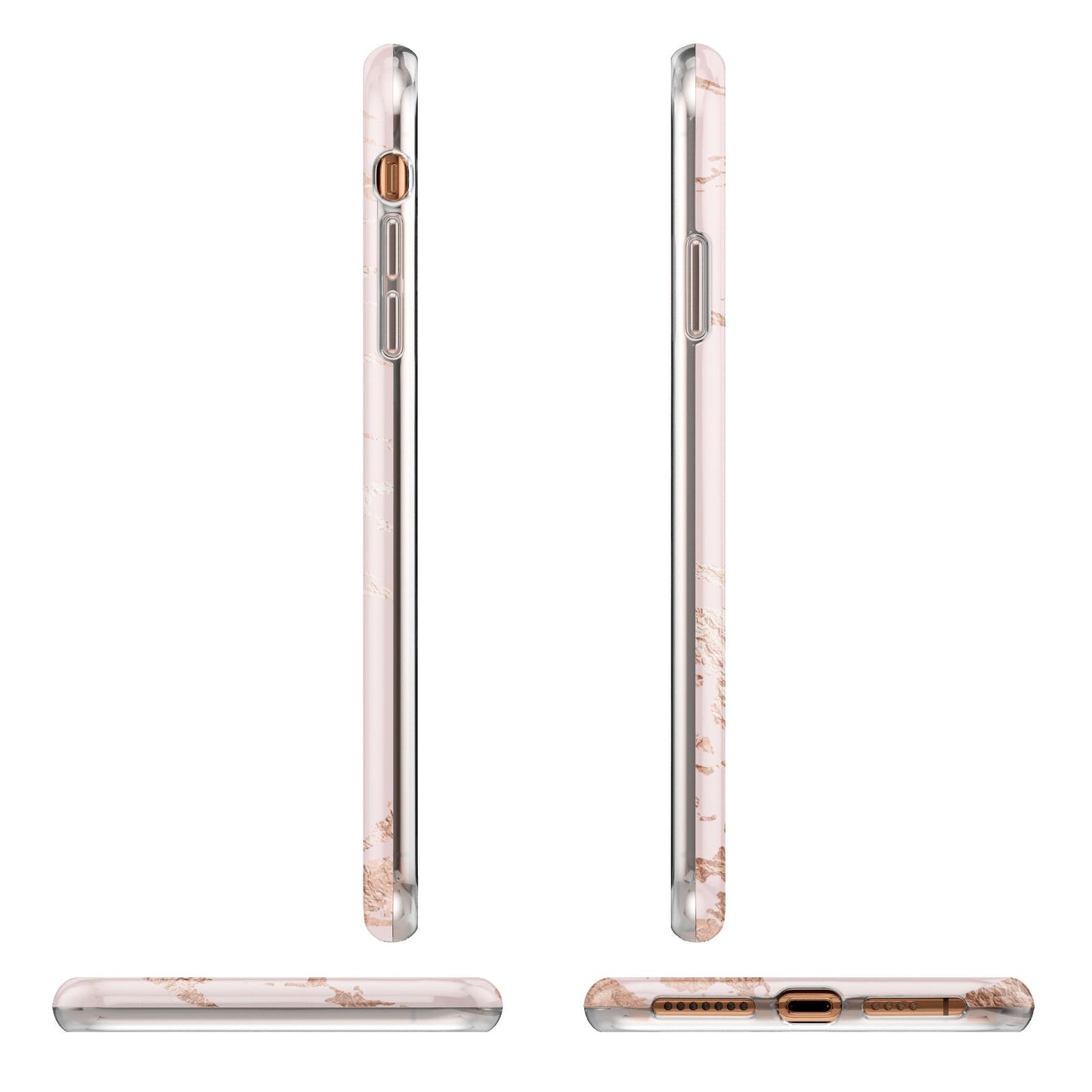 Personalised Copper Pink Marble Apple iPhone XS Max 3D Wrap Tough Case Alternative Image Angles