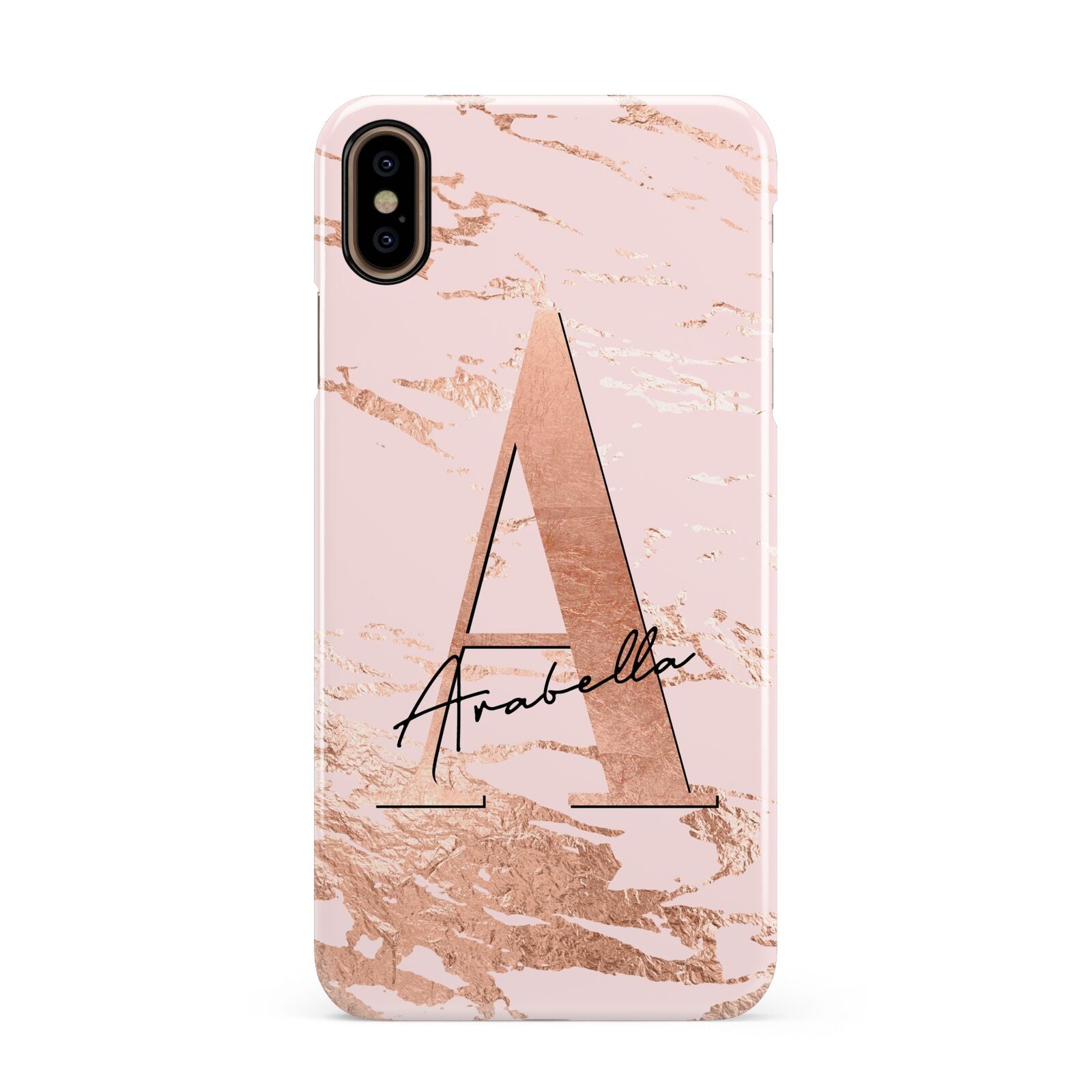 Personalised Copper Pink Marble Apple iPhone Xs Max 3D Snap Case