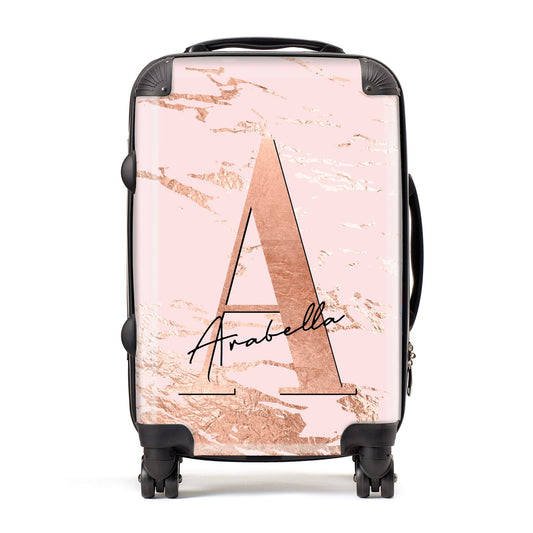 Personalised Copper Pink Marble Suitcase