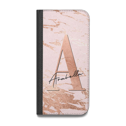 Personalised Copper Pink Marble Vegan Leather Flip Samsung Case