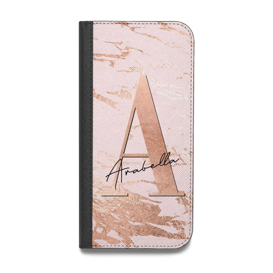 Personalised Copper Pink Marble Vegan Leather Flip Samsung Case