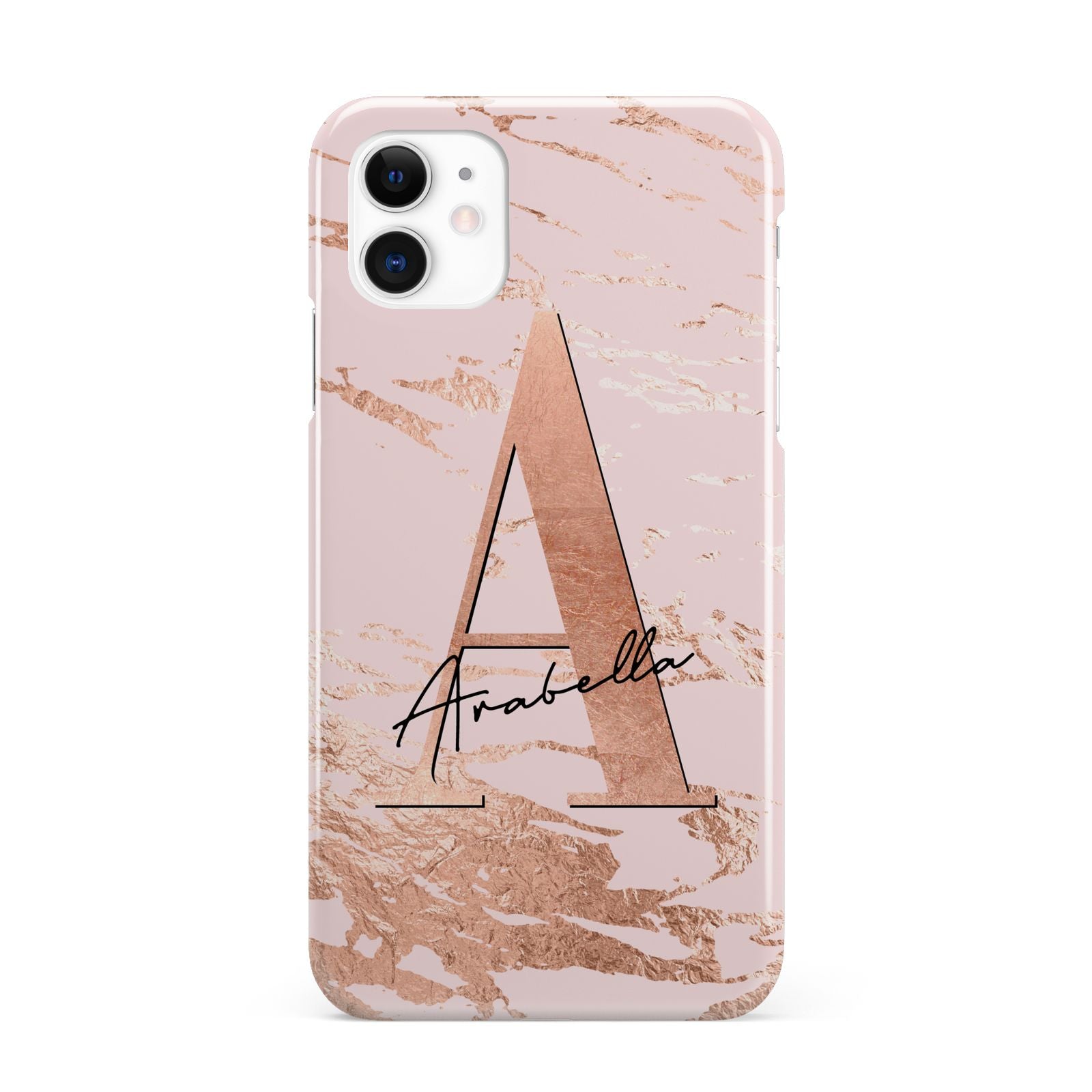 Personalised Copper Pink Marble iPhone 11 3D Snap Case
