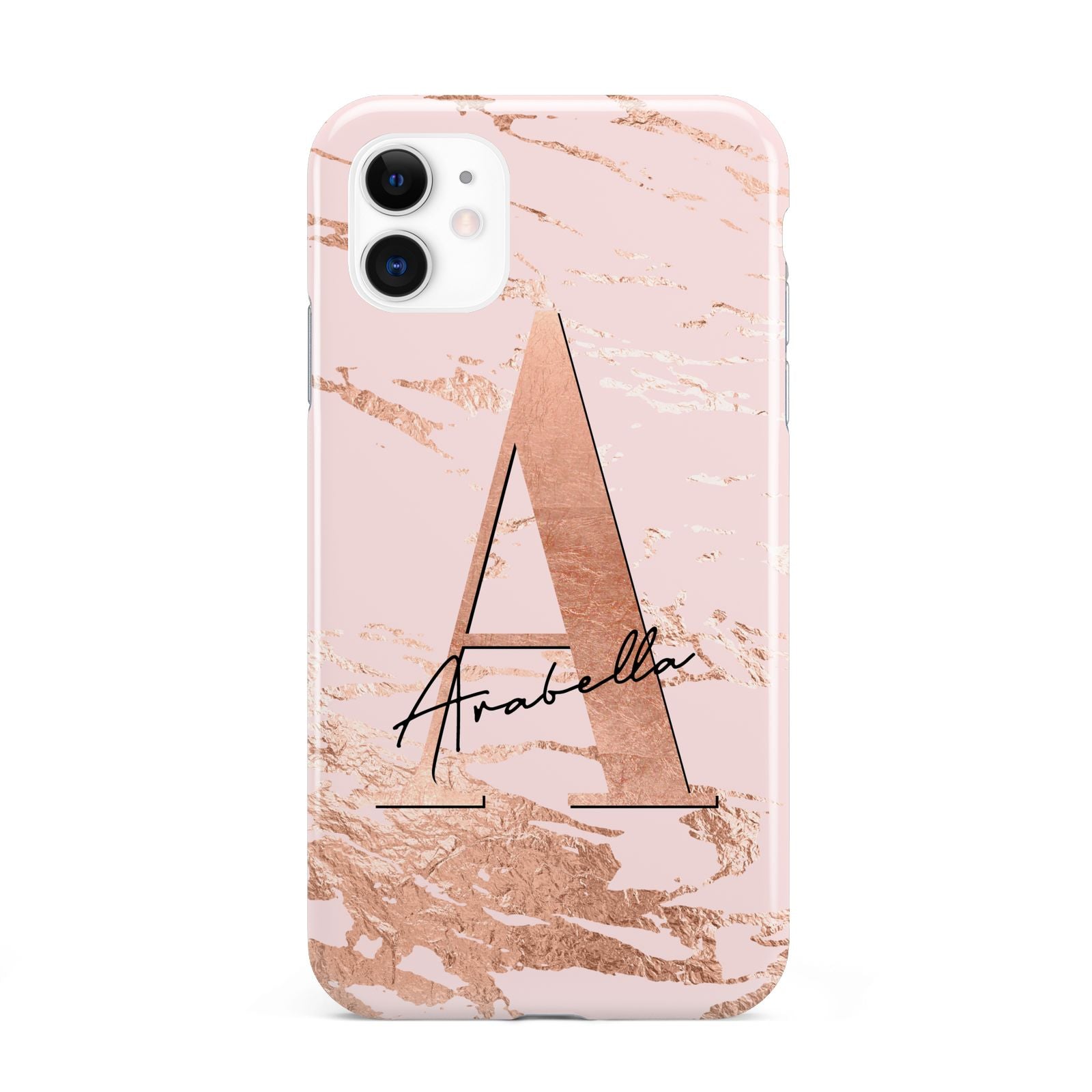 Personalised Copper Pink Marble iPhone 11 3D Tough Case
