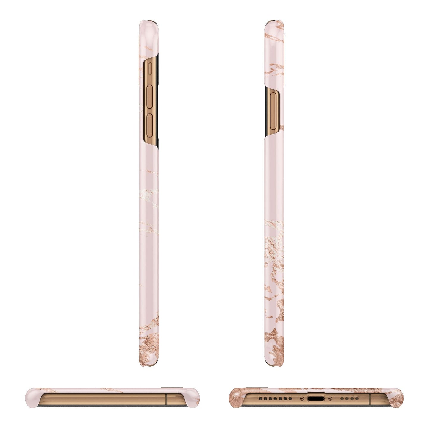 Personalised Copper Pink Marble iPhone 11 Pro Max 3D Snap Case Angle Images