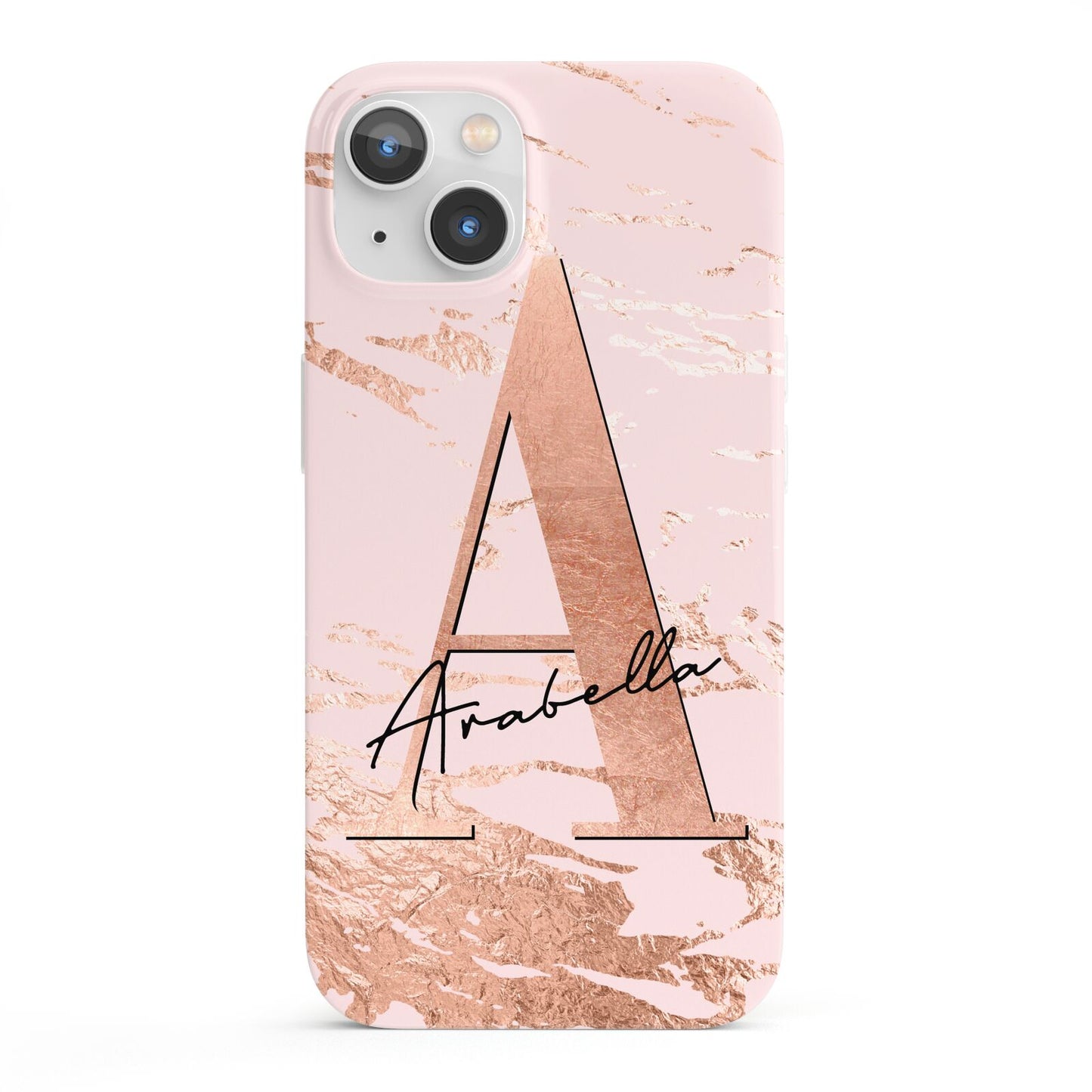 Personalised Copper Pink Marble iPhone 13 Full Wrap 3D Snap Case